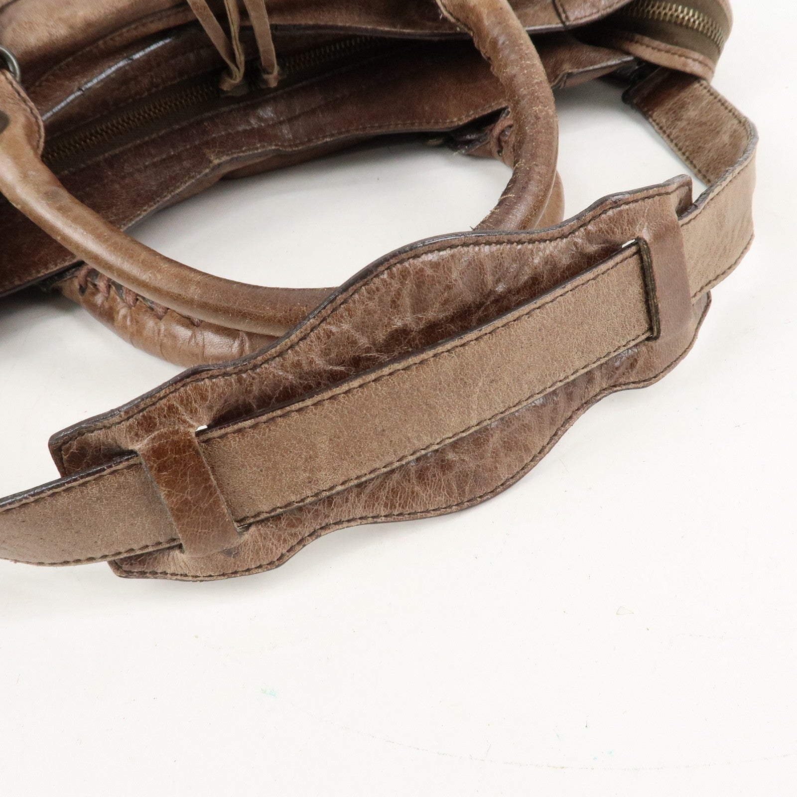 BALENCIAGA The City Leather 2Way Hand Bag Brown 115748 Used