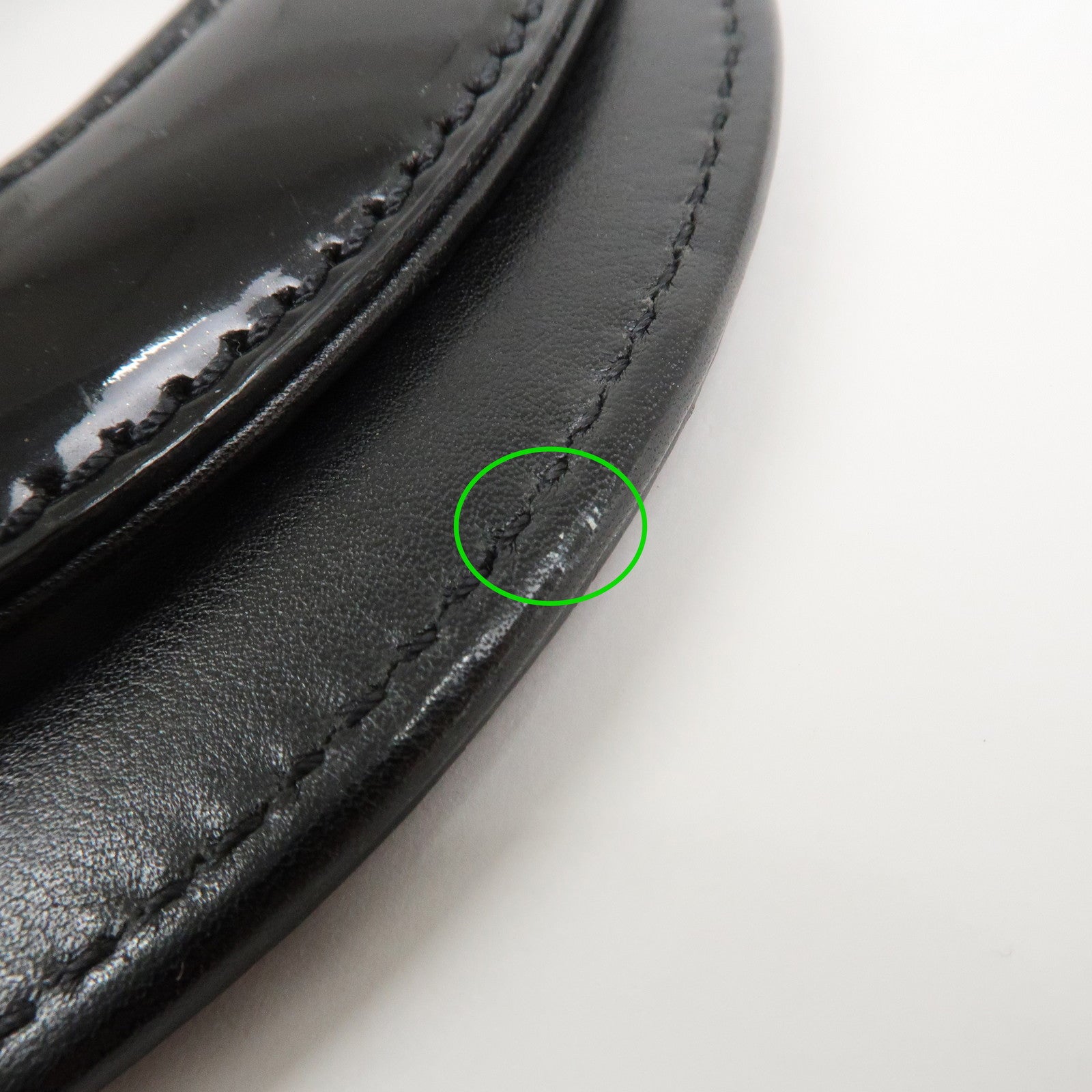 CHANEL COCO Mark No.5 Patent Leather Punching Hand Bag Black Used