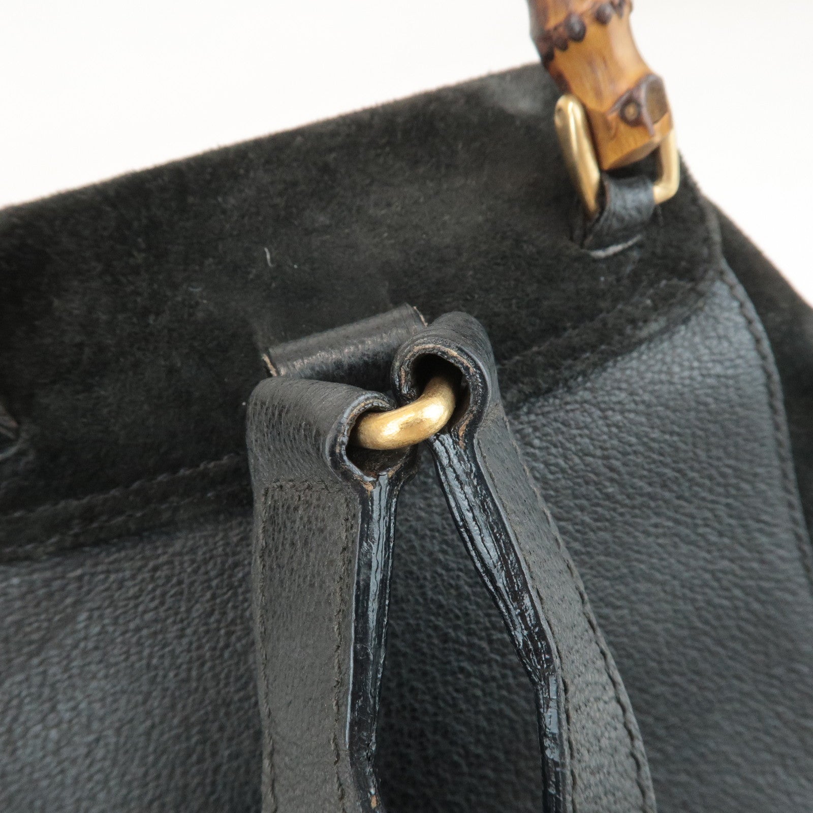 GUCCI Bamboo Suede Leather Mini Back Pack Black 00.2034.0030 Used