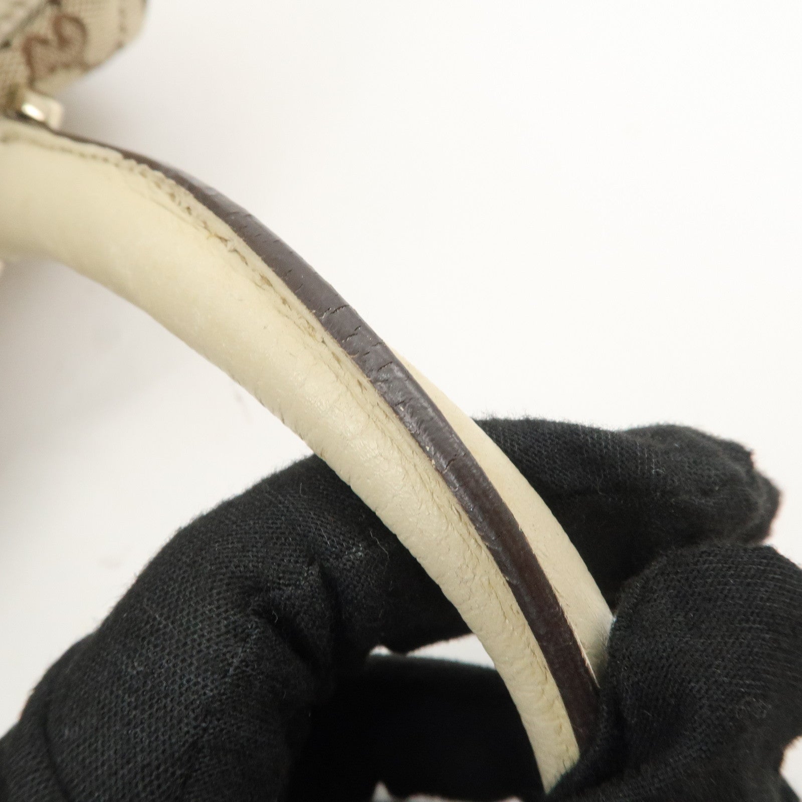 GUCCI Abbey GG Canvas Leather Mini Boston Bag Beige Ivory 153026 Used