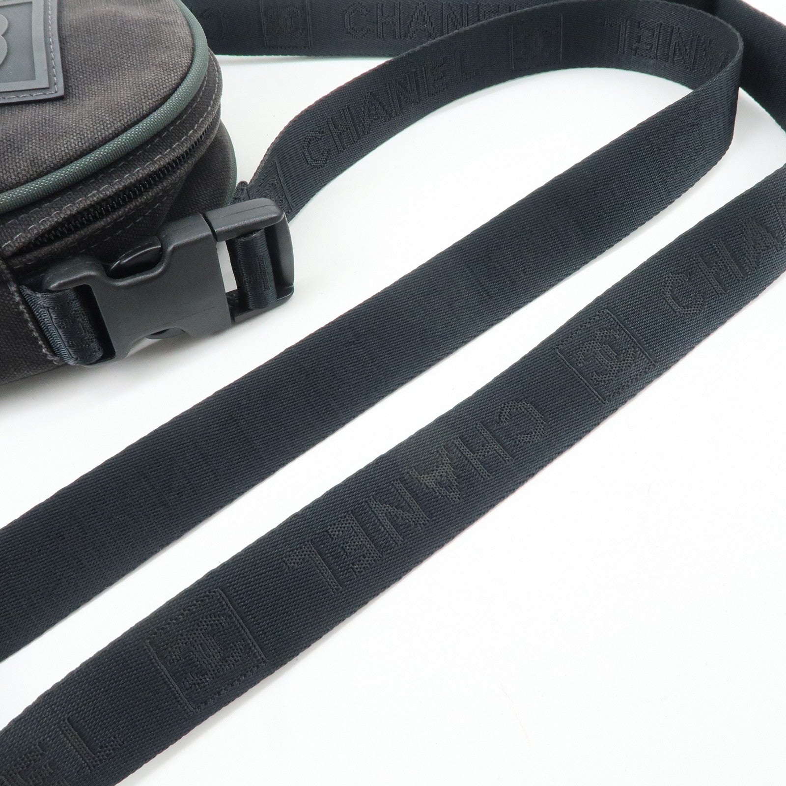 CHANEL COCO Mark Sport Canvas Shoulder Bag Black A23300 Used