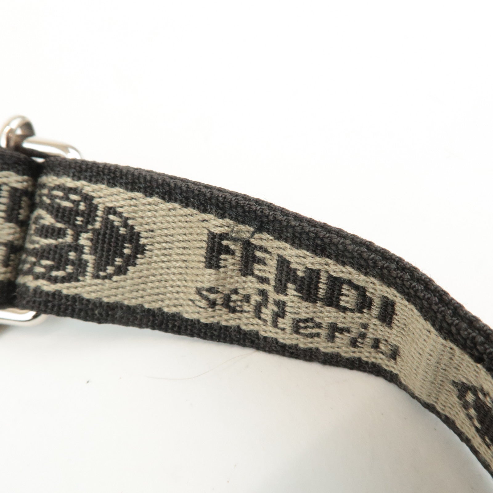 FENDI Selleria Leather Shoulder Bag Champagne Gray 8BT109 Used
