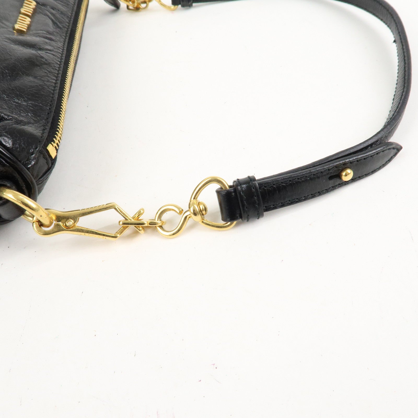 MIU MIU Leather Shoulder Bag Hand Bag Black Used