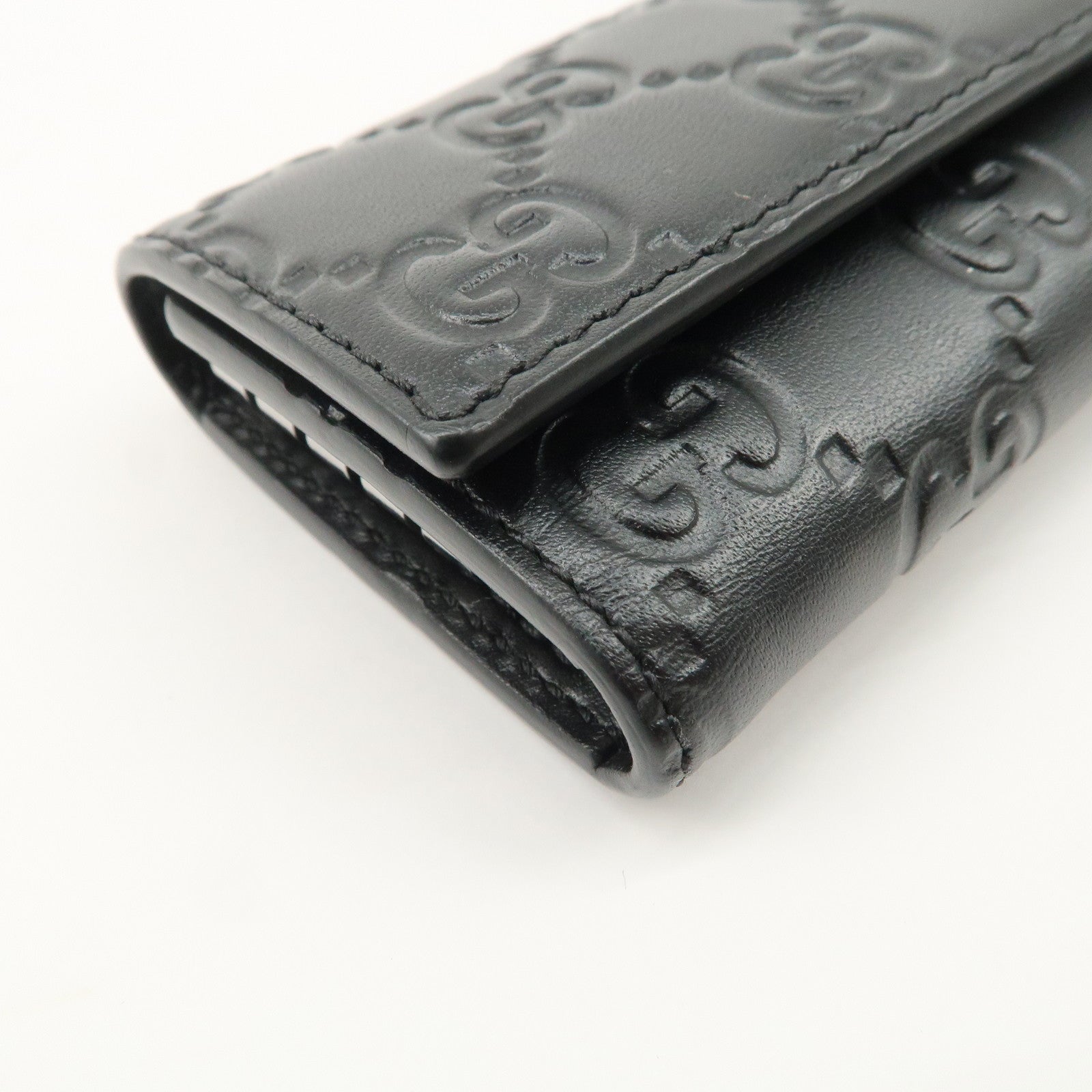 GUCCI Guccissima Leather 6 Rings Key Case Key Holder Black 779824 Used