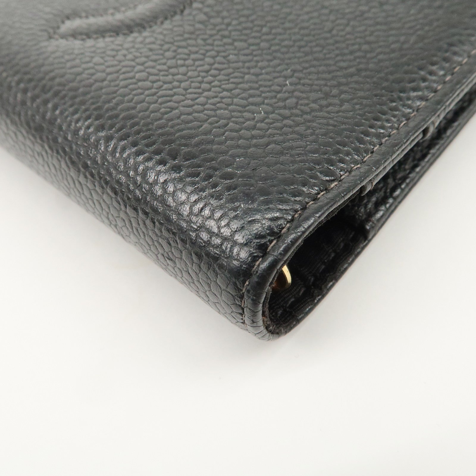 CHANEL Caviar Skin COCO Mark Planner Cover Black Used
