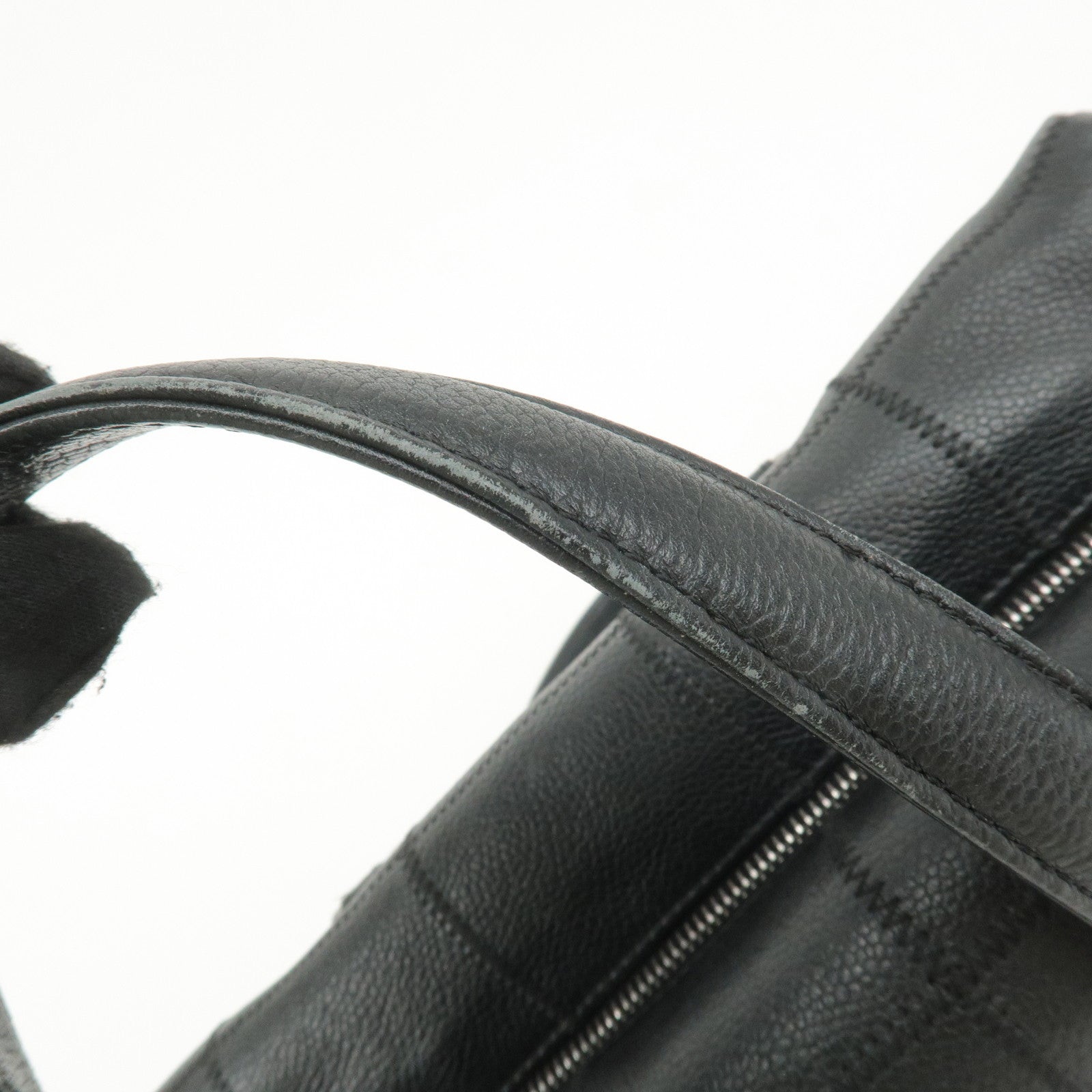 CHANEL Chocolate Bar Lamb Skin Boston Bag Black A26135 Used