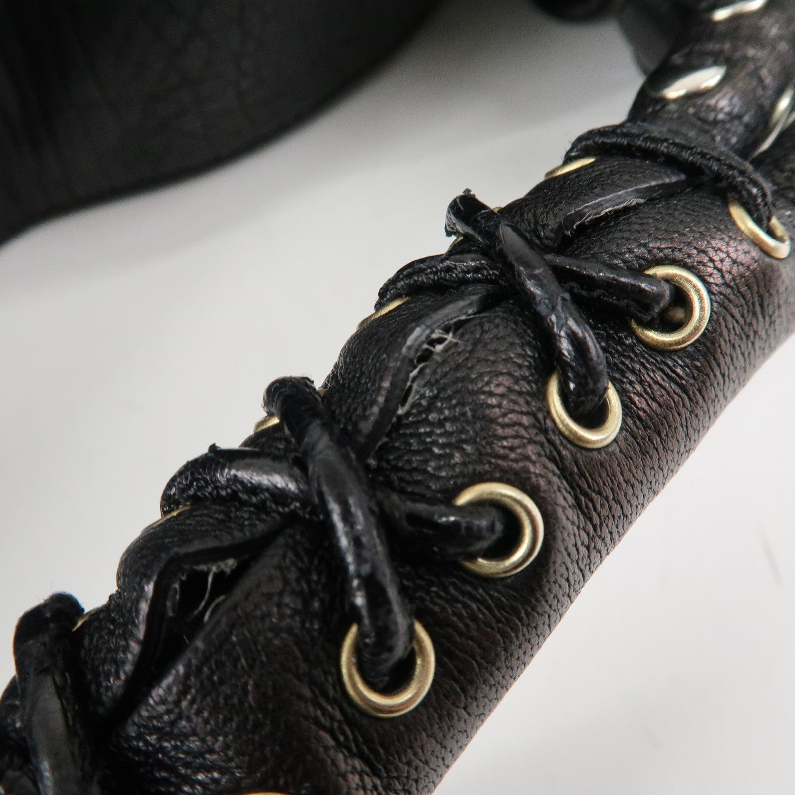 JIMMY CHOO Leather Skybag Shoulder Bag Black Gold Hardware Used