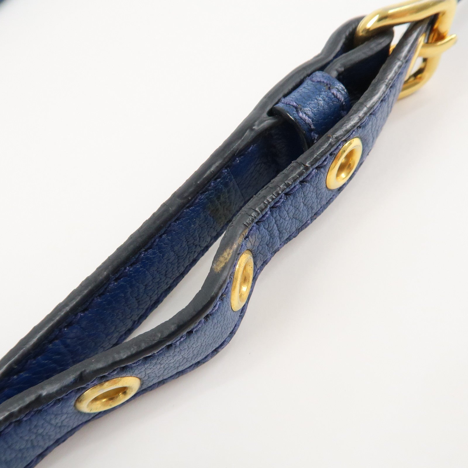 MIU MIU Leather 2Way Shoulder Bag Hand Bag Blue Gold HDW Used