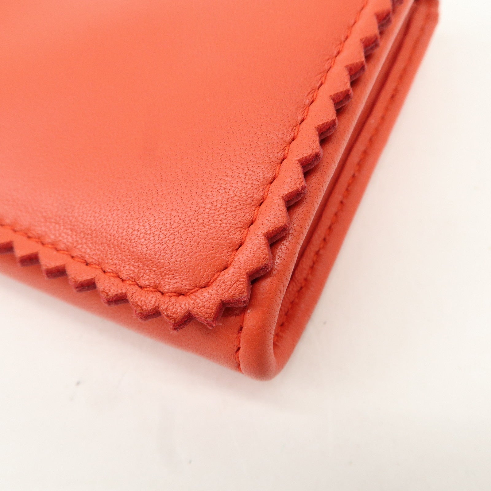 LOEWE Anagram Leather Bi-fold Pinking Long Wallet Red Used