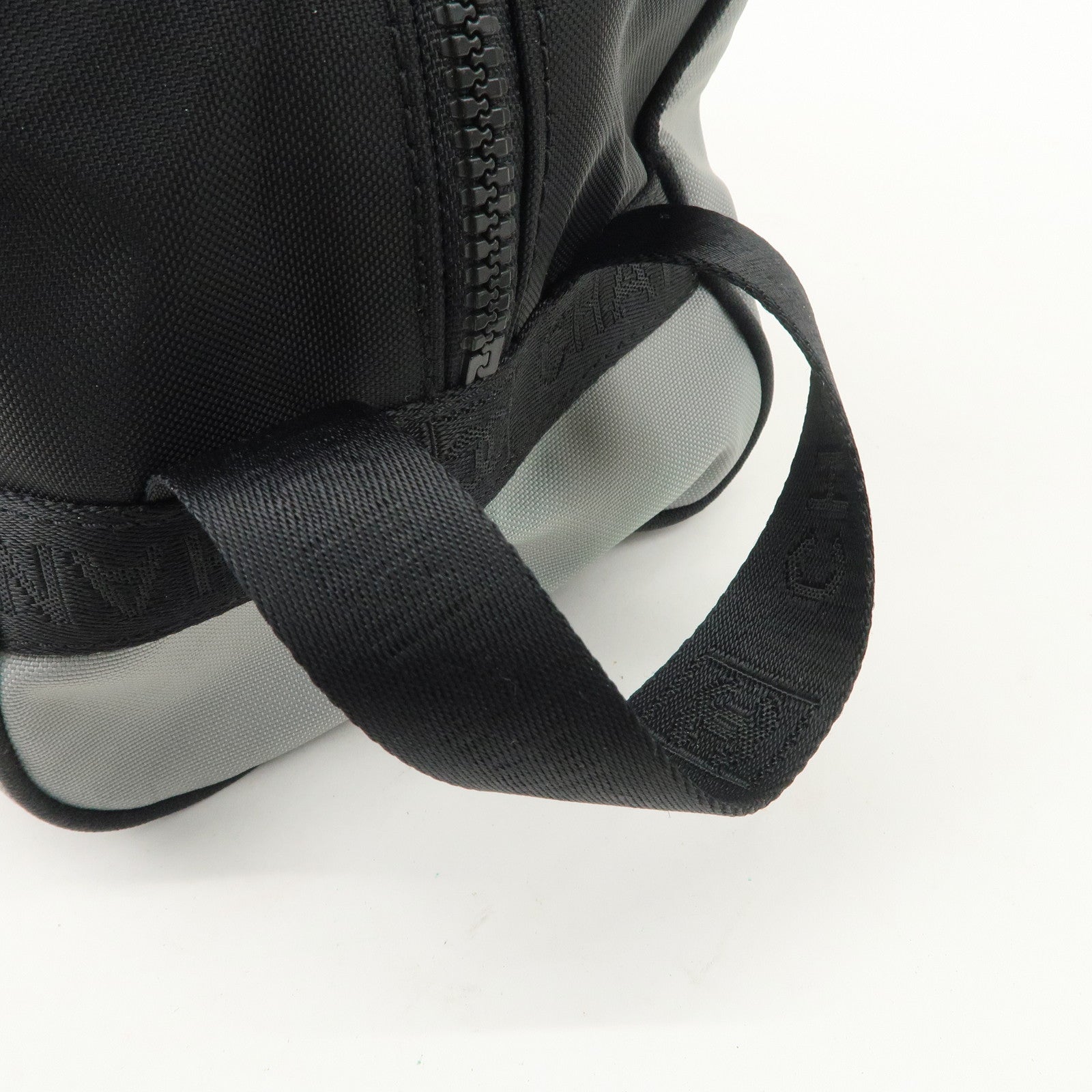 CHANEL Sportsline Nylon Canvas Shoes Bag Hand Bag Black Gray Used