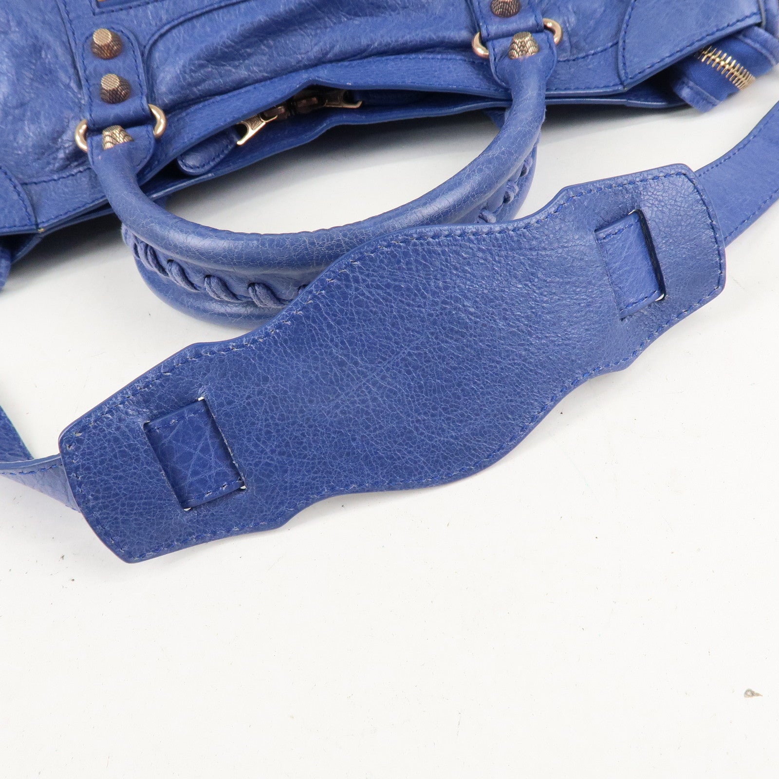 BALENCIAGA The Giant City Leather 2Way Hand Bag Blue 281770 Used