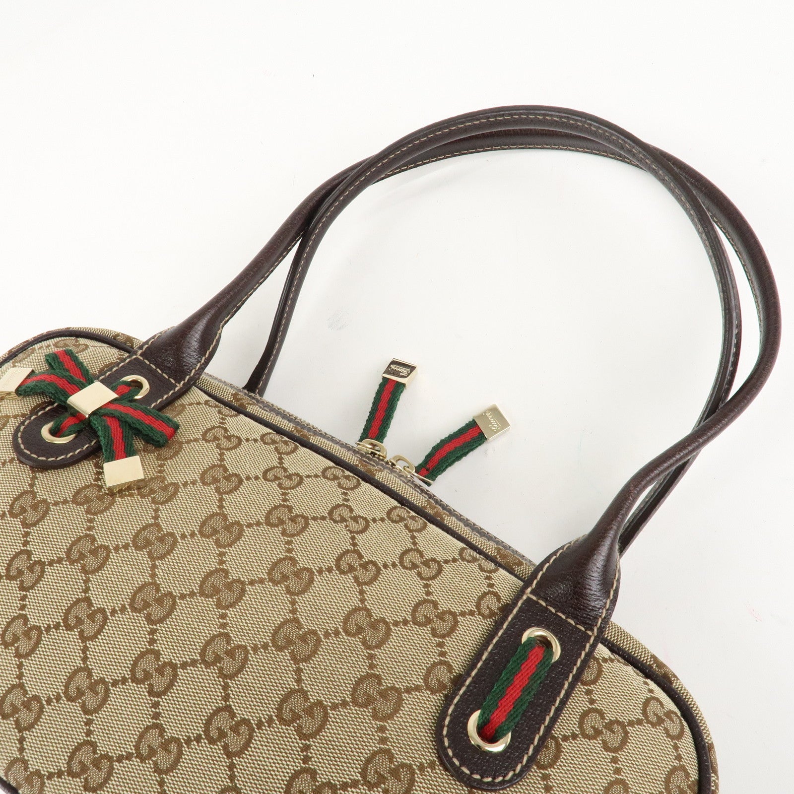 GUCCI Princy Sherry GG Canvas Leather Shoulder Bag Hand Bag 161720 Used