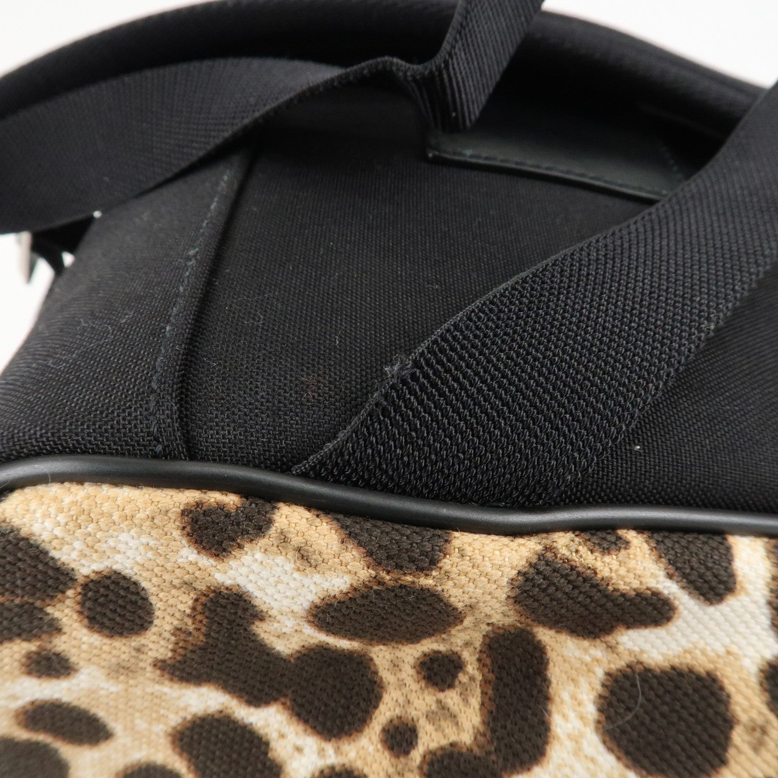 Saint Laurent Canvas Leather Back Pack Brown Beige Black Used