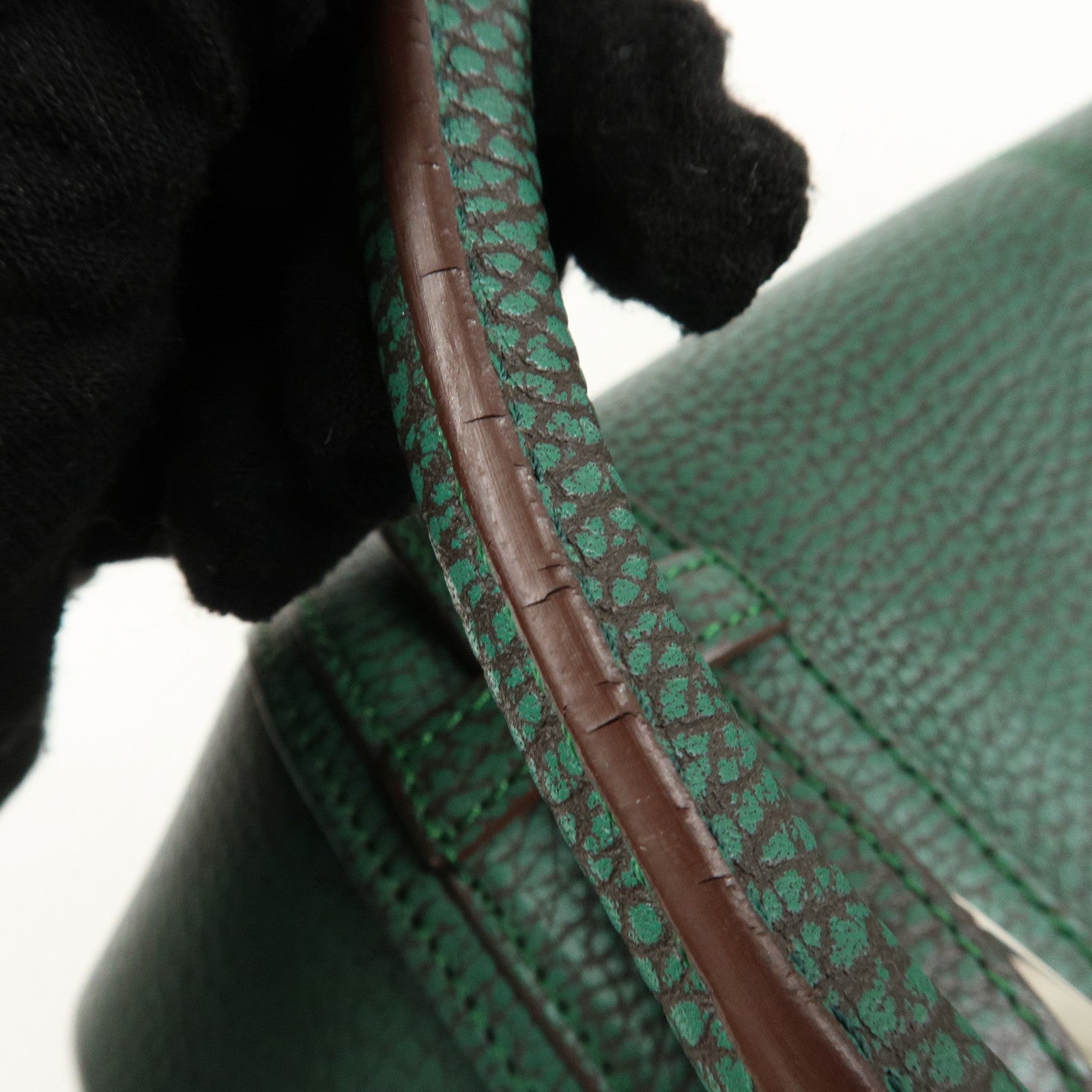 LOEWE Senda Leather Shoulder Bag Hand Bag Green Used