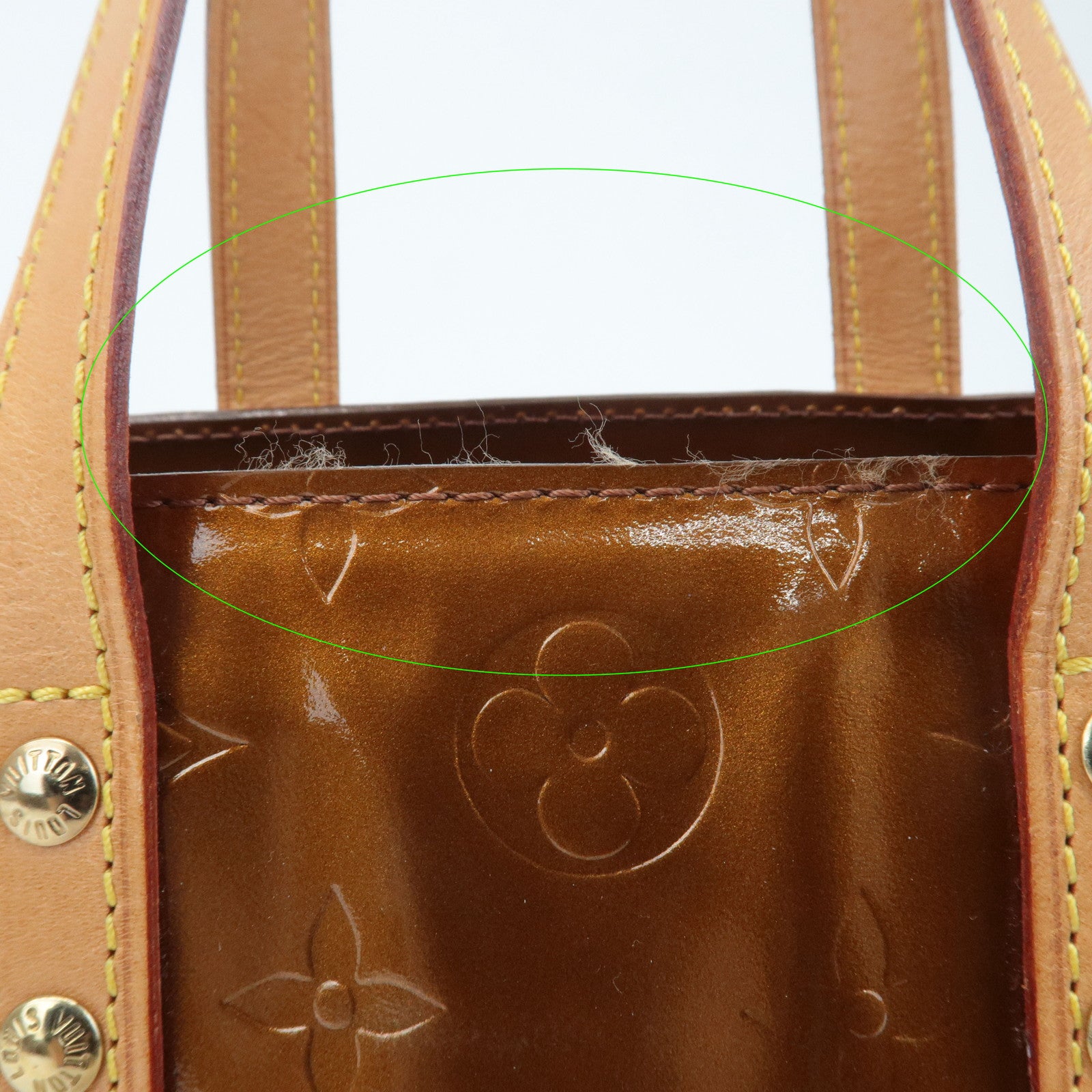 Louis Vuitton Monogram Vernis Lead PM Hand Bag Bronze M91146 Used