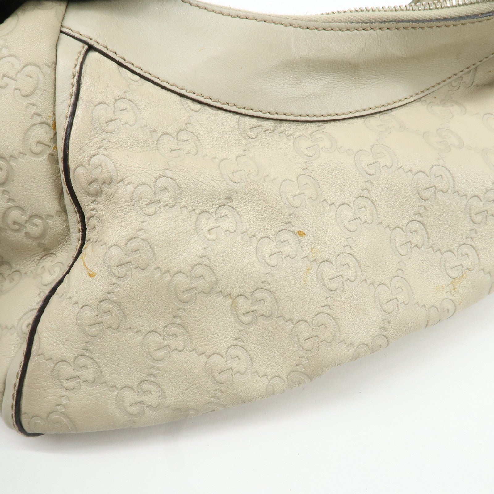 GUCCI Abbey Guccissima Leather Shoulder Bag Ivory 190525 Used