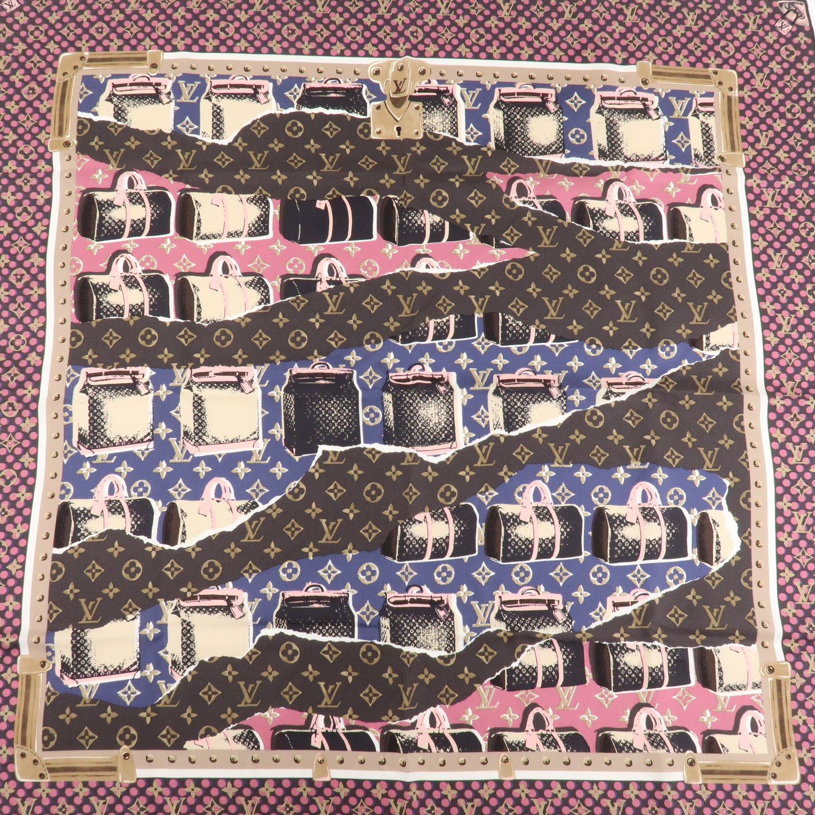 Louis Vuitton Monogram 100% Silk Scarf Monogram Wall Paper Print Used