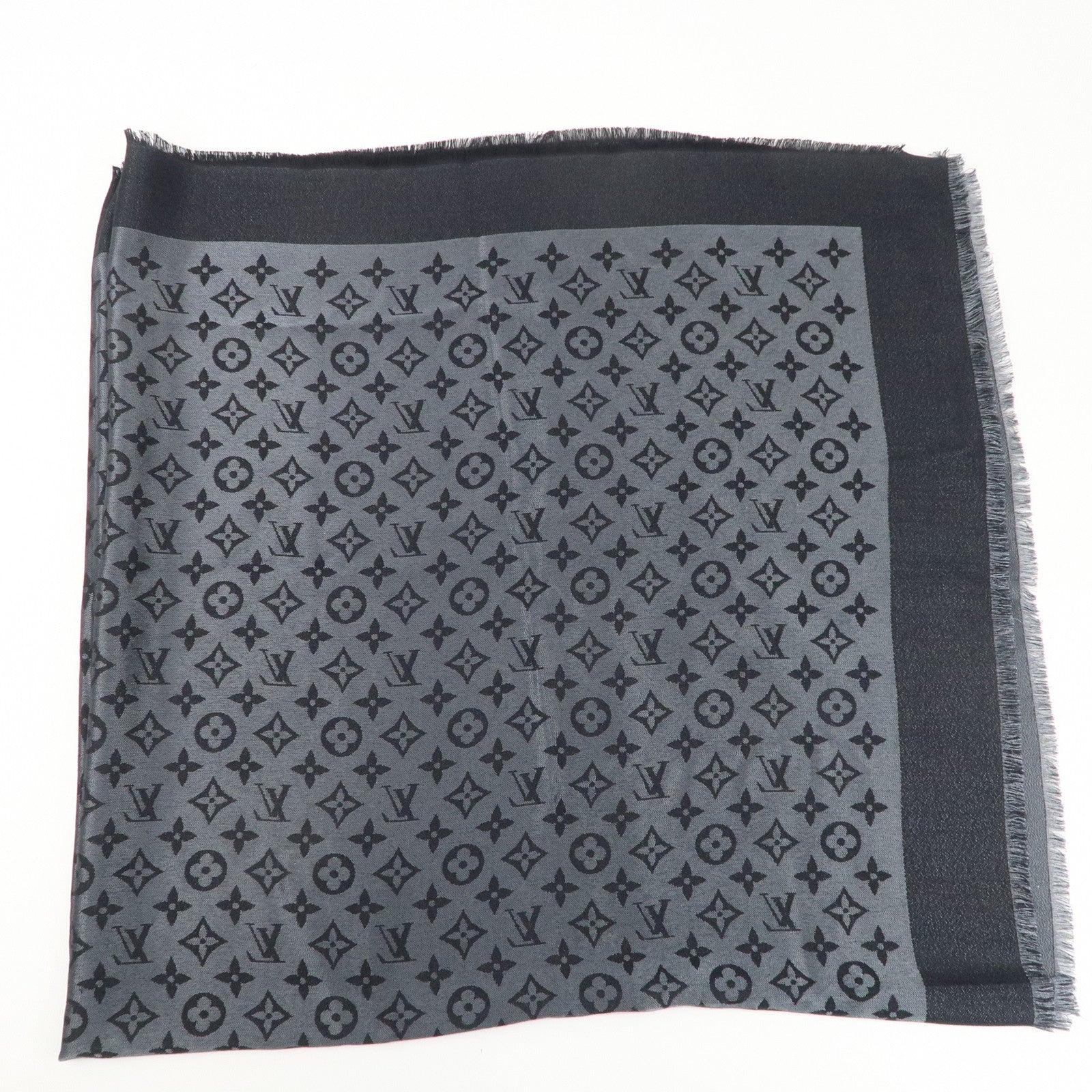 Louis Vuitton Shawl Monogram Shine Stole Scarf Noir Black 401910 Used