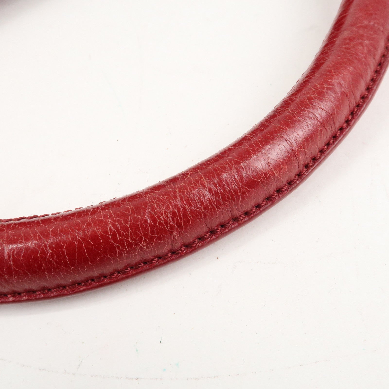 PRADA Logo Leather One Shoulder Bag Red BR4829 Used