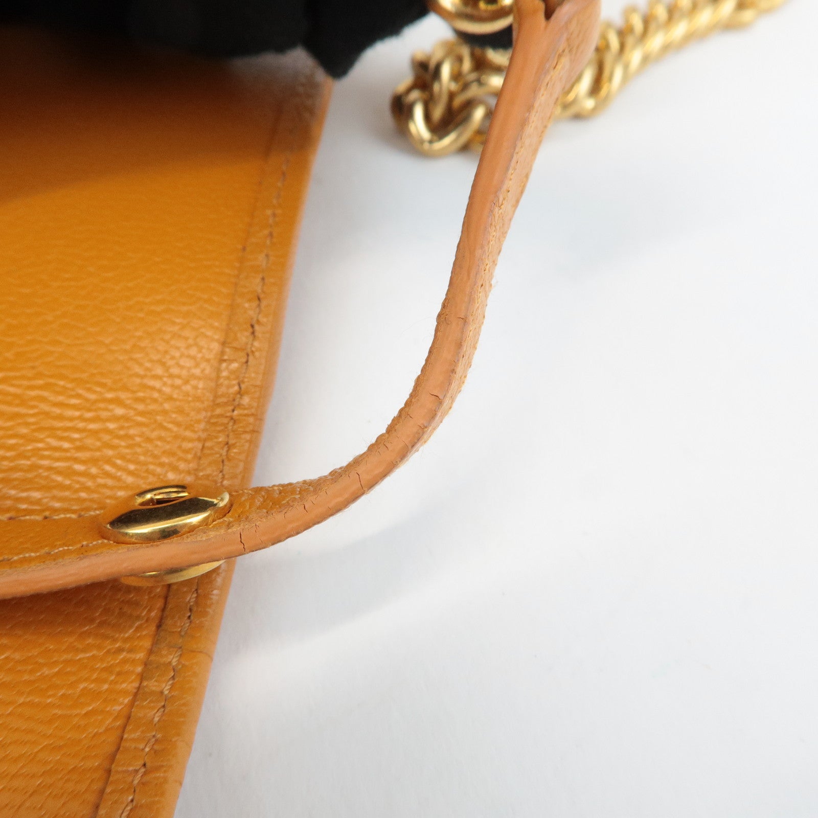 MIU MIU Leather Studs Chain Wallet Shoulder Bag Brown 5BP006 Used