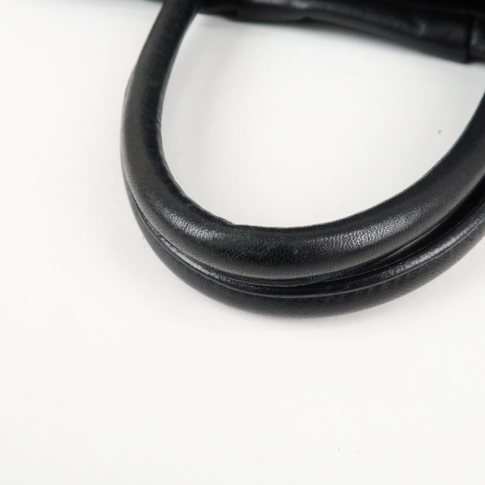 PRADA Nappa Leather Ribbon Tote Bag Hand Bag NERO Black BN1601 Used