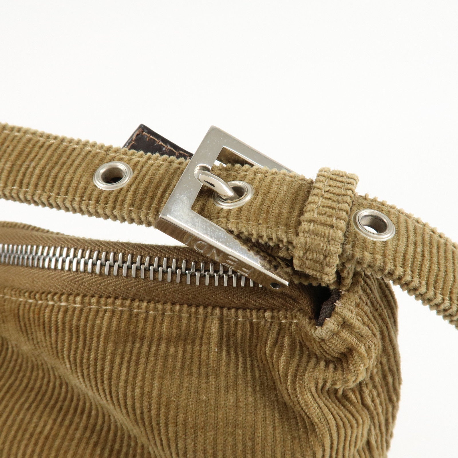 FENDI Corduroy Shoulder Bag Hand Bag Brown Used