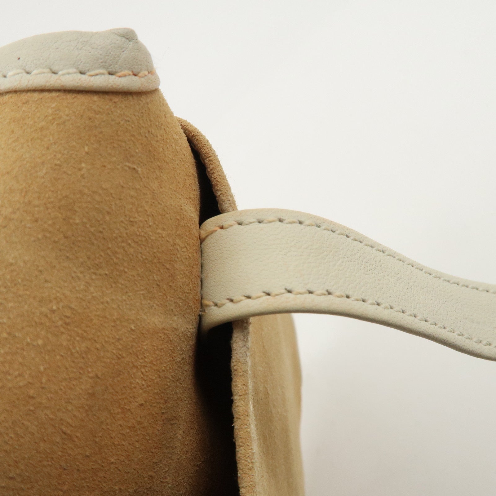 LOEWE Anagram Suede Leather Shoulder Bag Beige Ivory Used