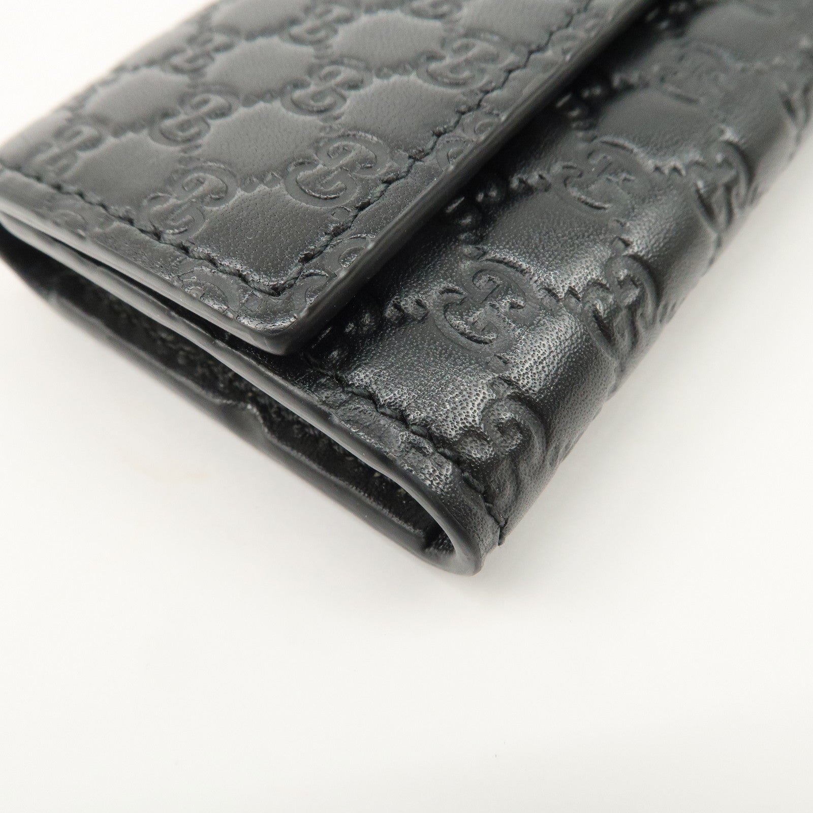 GUCCI Micro Guccissima Leather 6 Rings Key Case Black 150402 Used