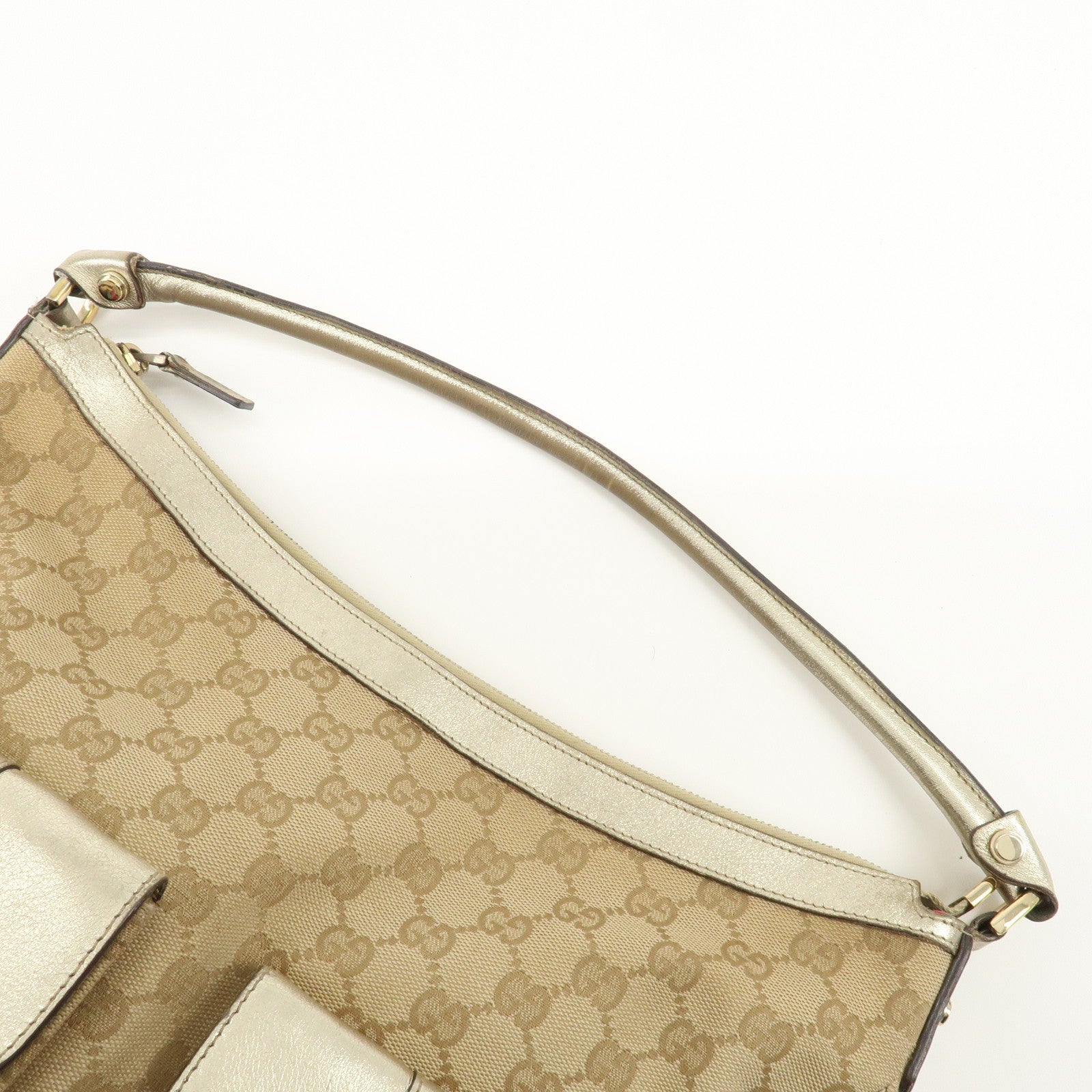 GUCCI GG Canvas Leather Shoulder Bag 153025 Used