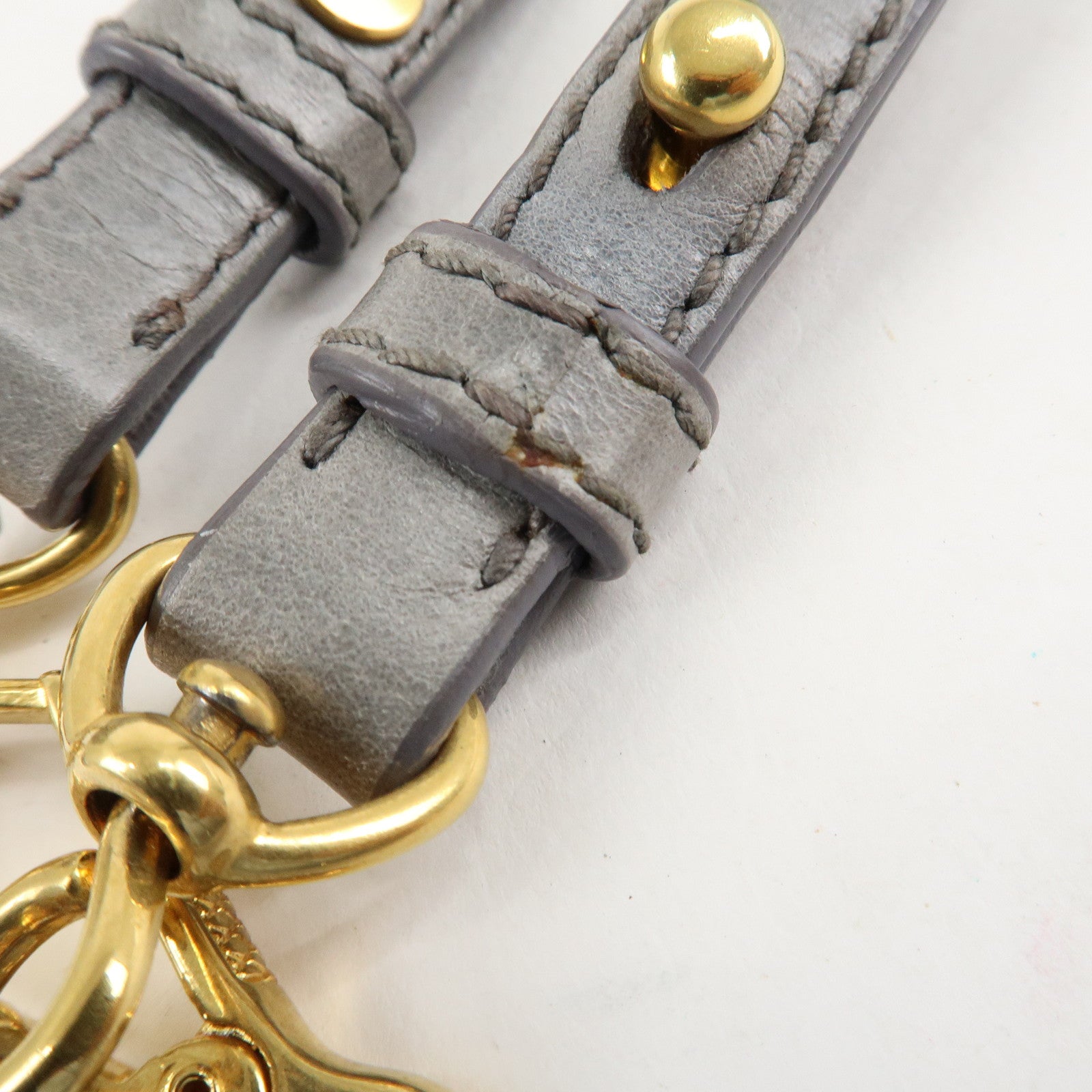 MIU MIU Leather 2Way Bag Hand Bag Shoulder Bag Light Blue Gold HDW Used