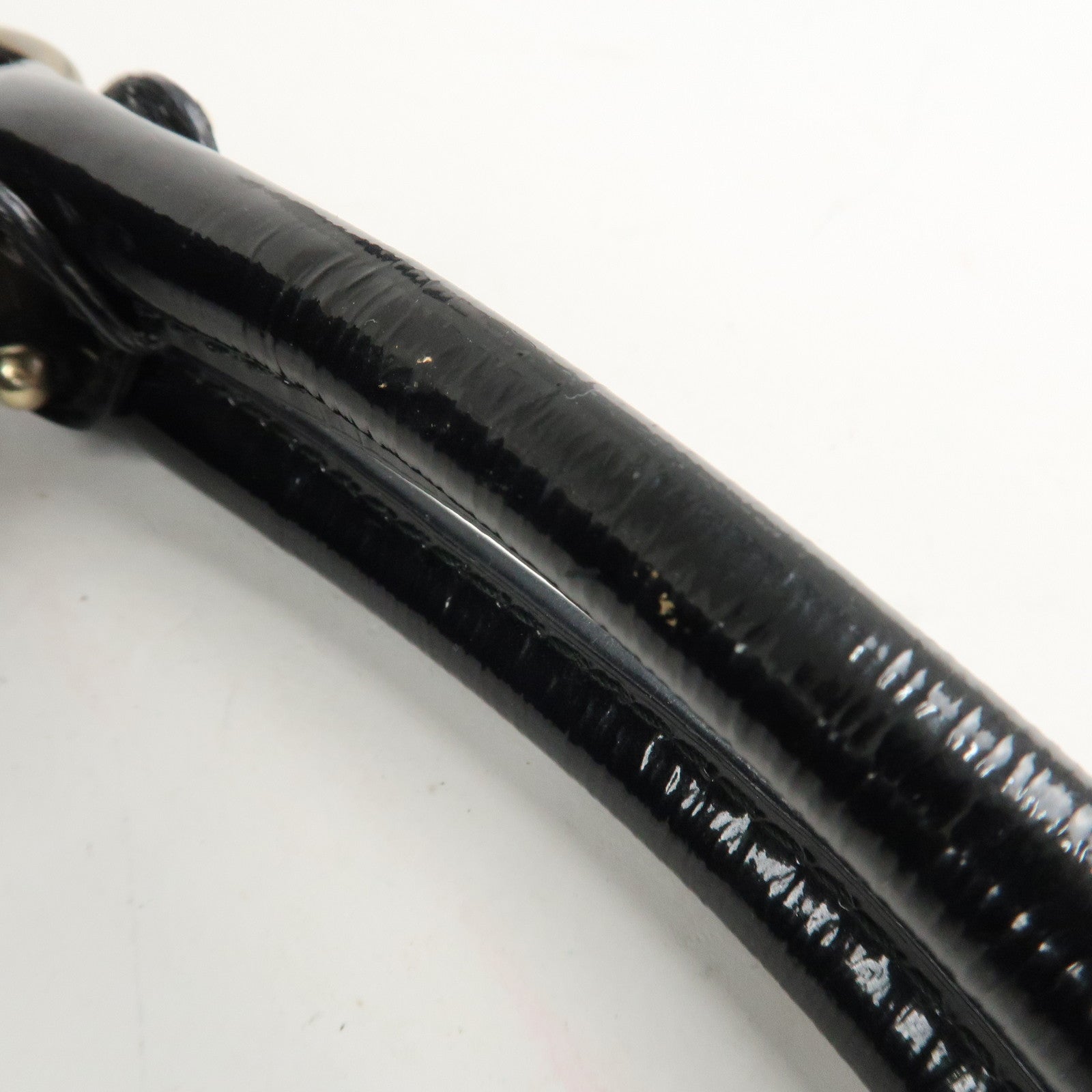 Ferragamo Nylon Patent Leather Shoulder Bag Hand Bag Black Used