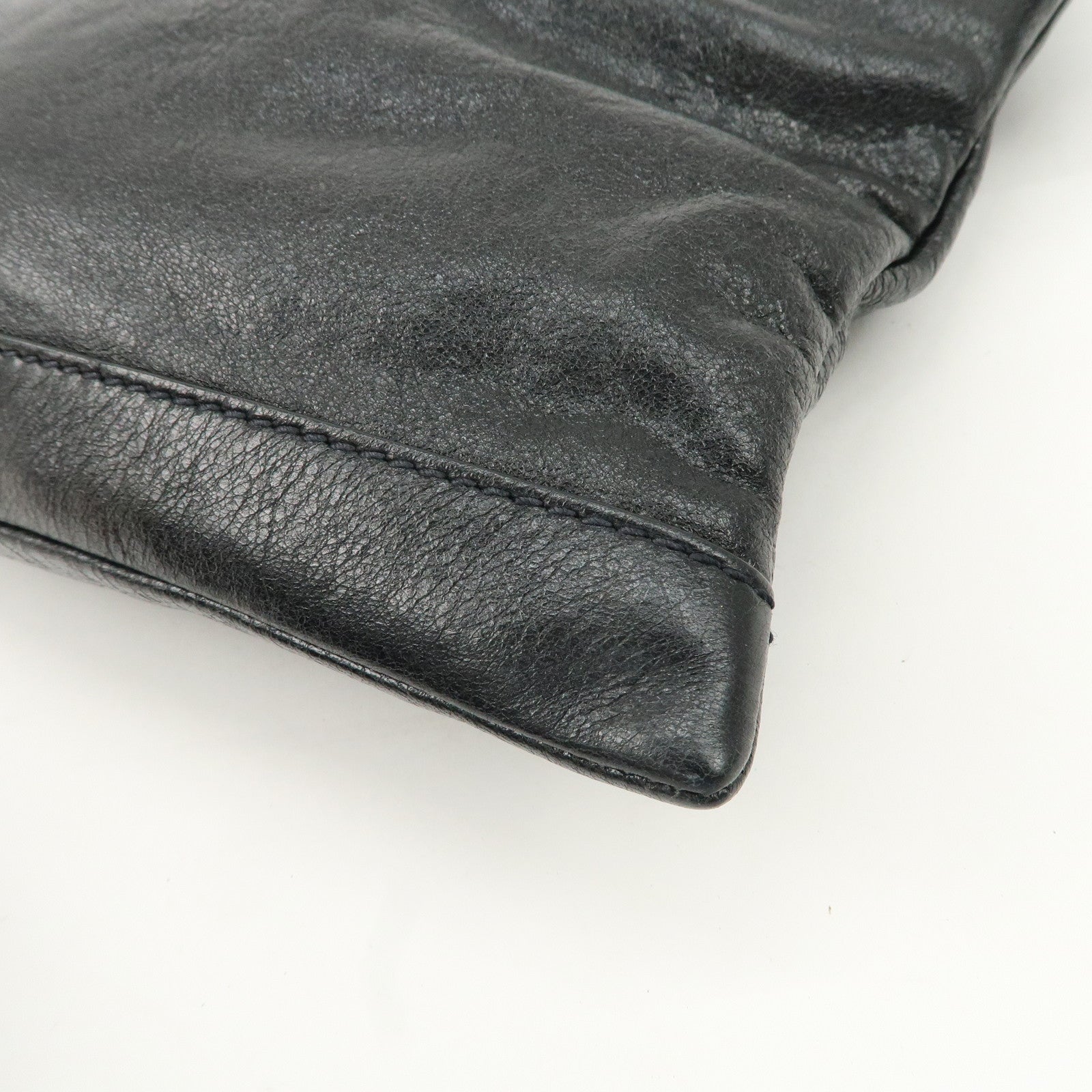 BALENCIAGA Leather Classic Clip L Clutch Bag Black 273023 Used