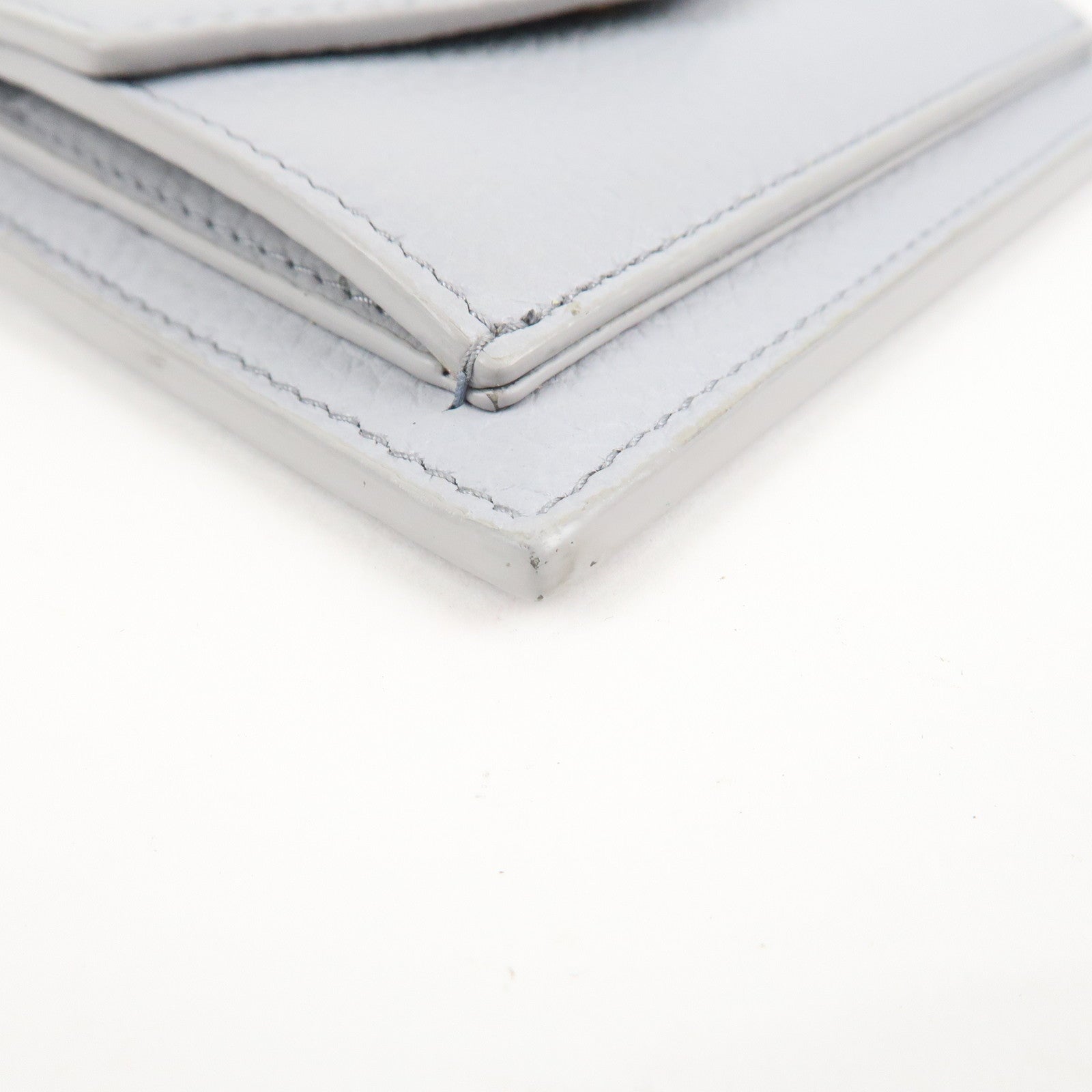 MIU MIU leather Card Case Coin Case Light Gray 5MC081 Used