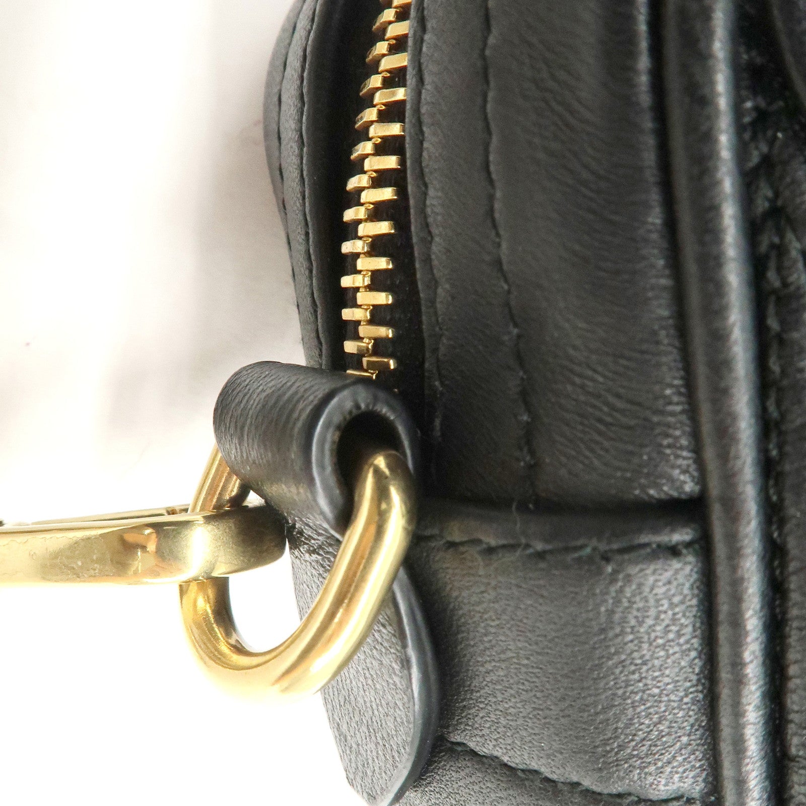 MIU MIU Matelasse Leather Chain Shoulder Bag Crossbody Bag Black Used