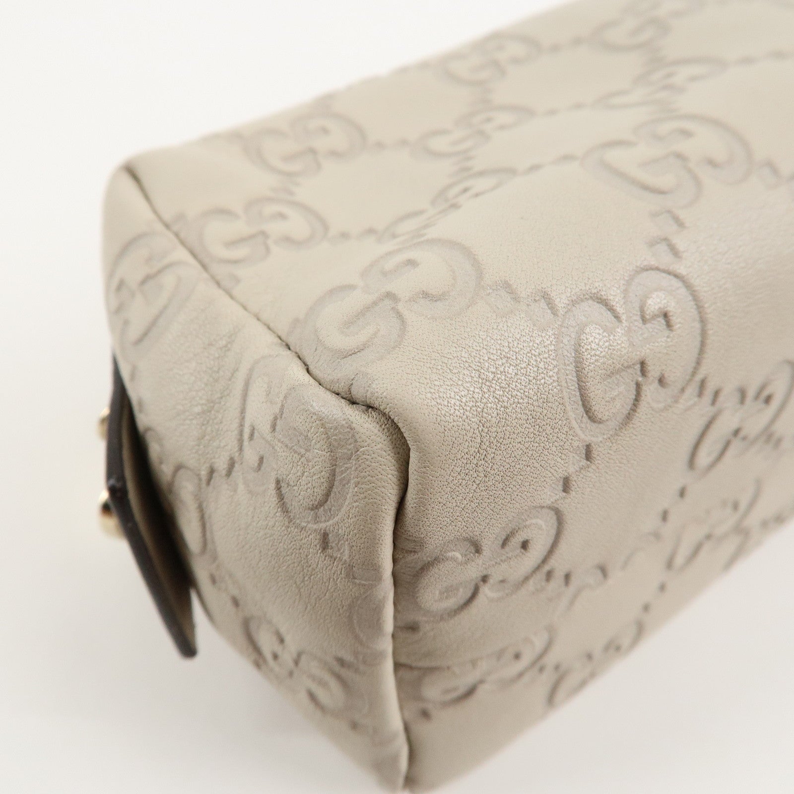 GUCCI Guccissima Leather Pouch Cosmetic Pouch Ivory 153228 Used