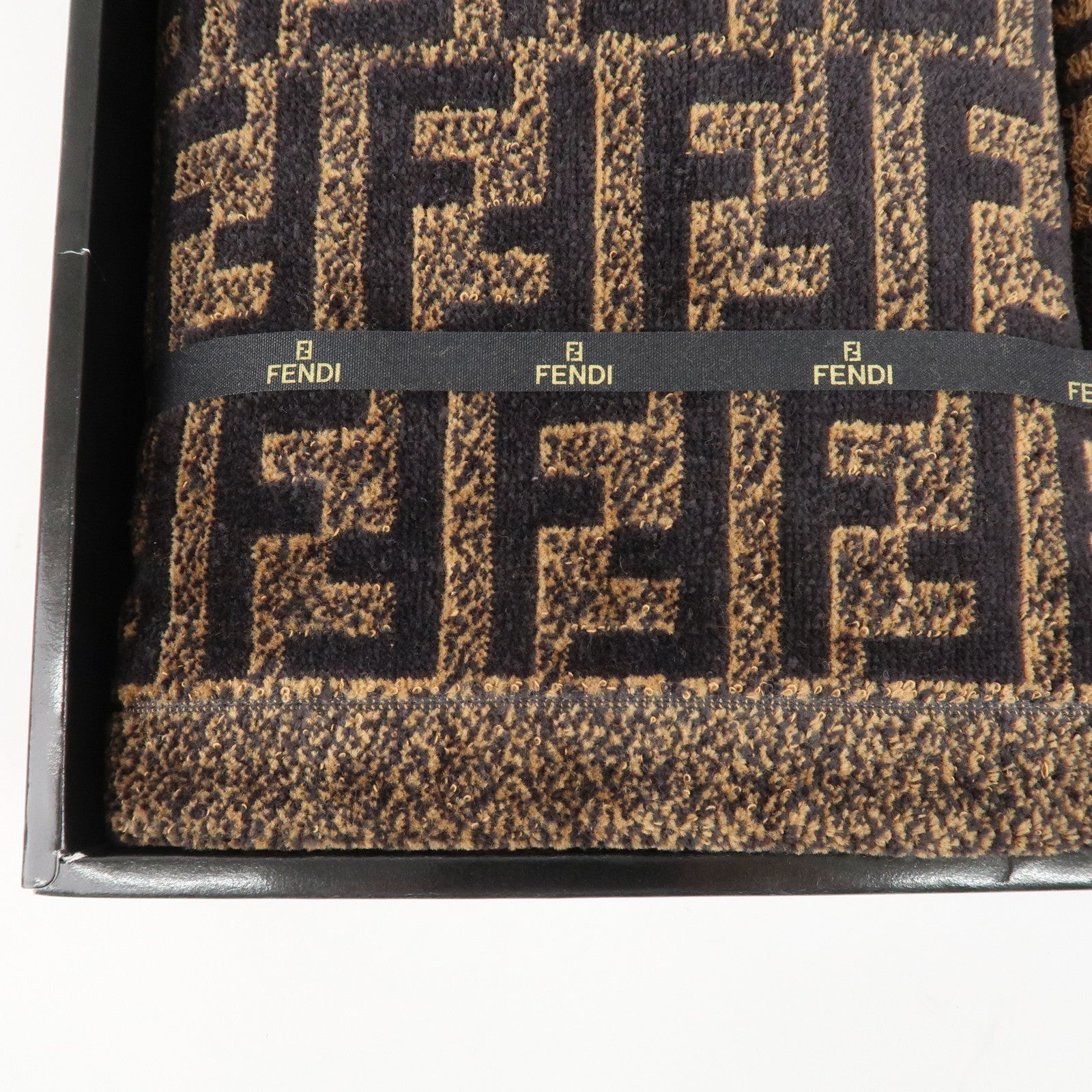 FENDI Zucca Set of 3 Cotton 100% Towel Black Brown Used