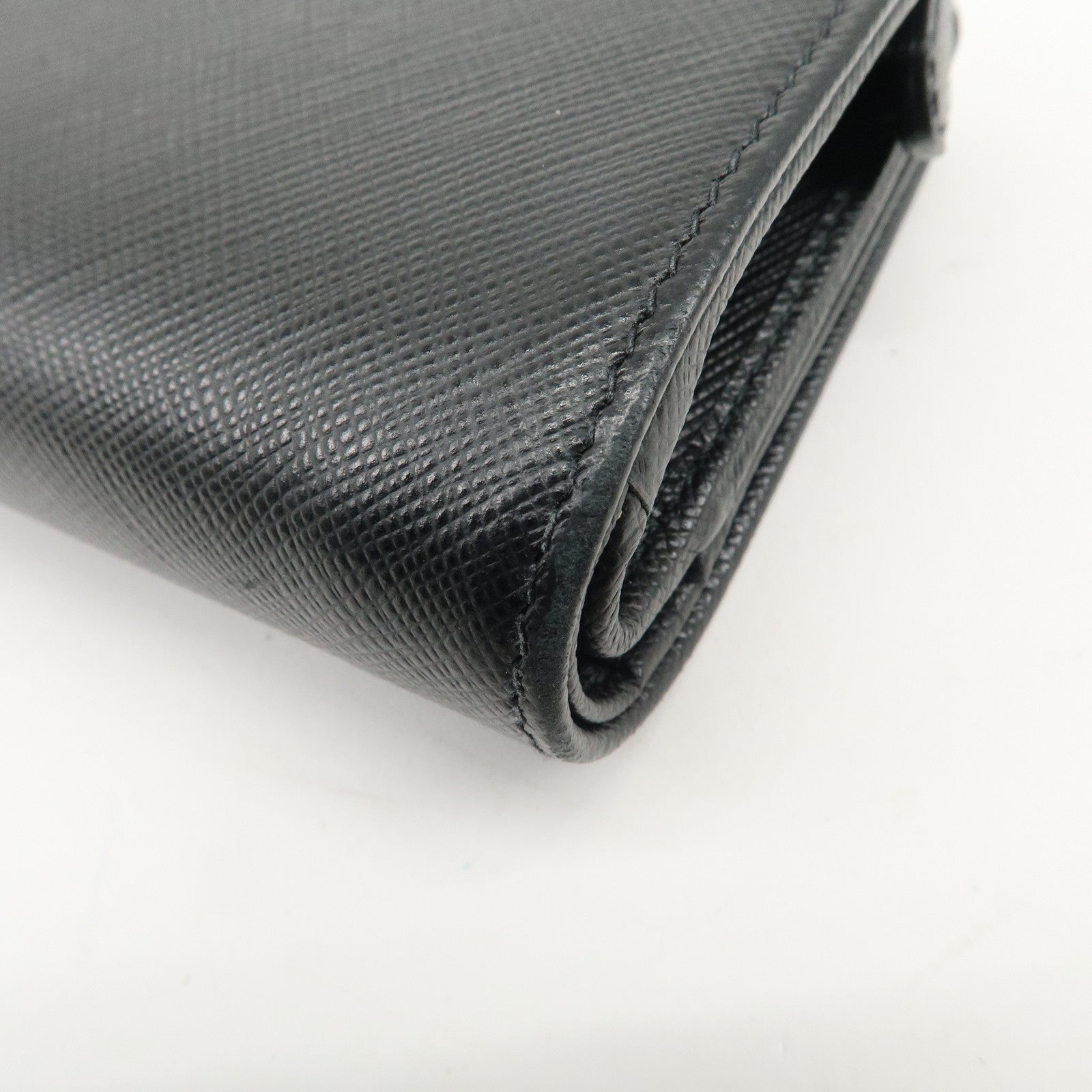 PRADA Saffiano Leather Bi-Fold Wallet Purse Black 1ML225 Used
