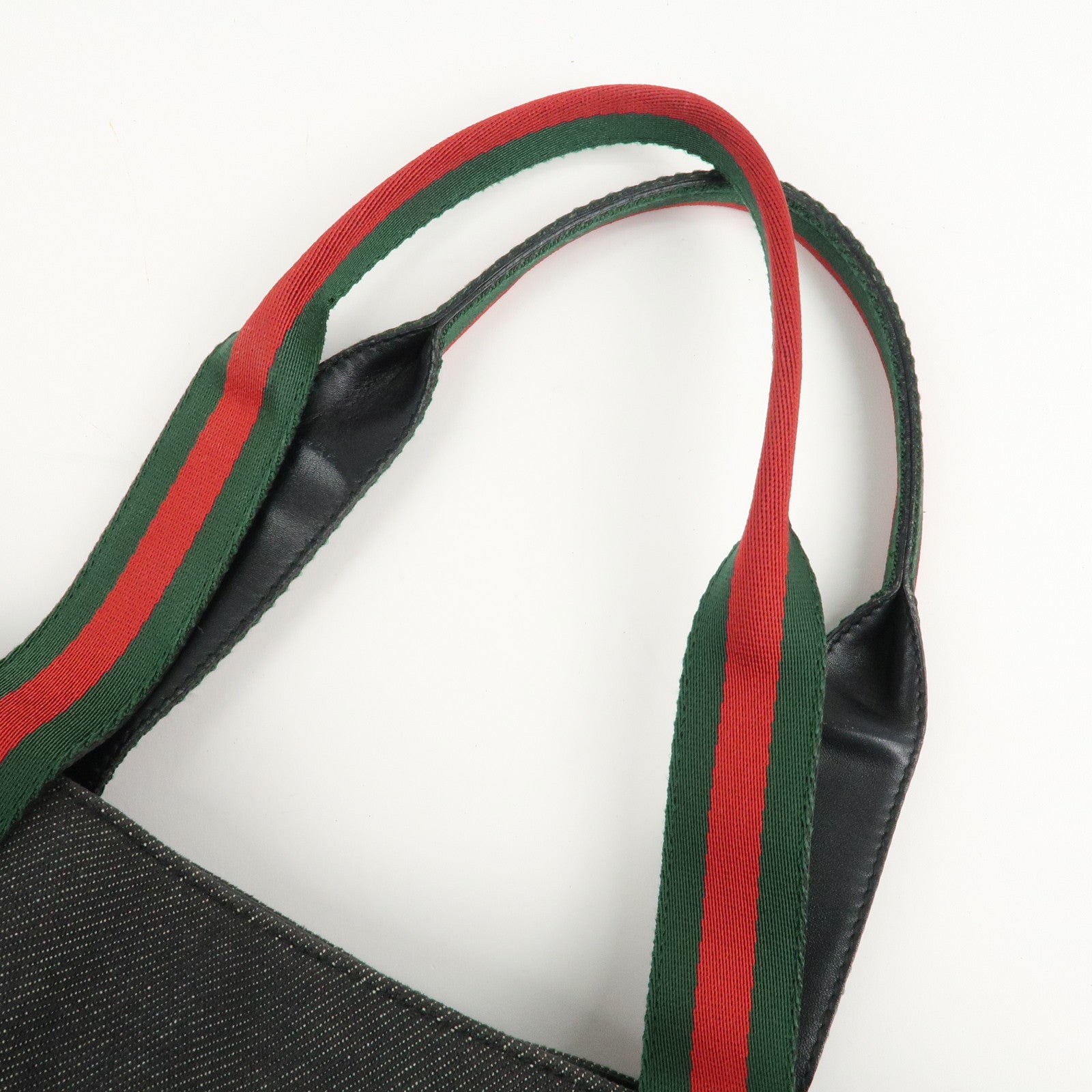 GUCCI Sherry Denim Leather Hand Bag Blue 73983 Used