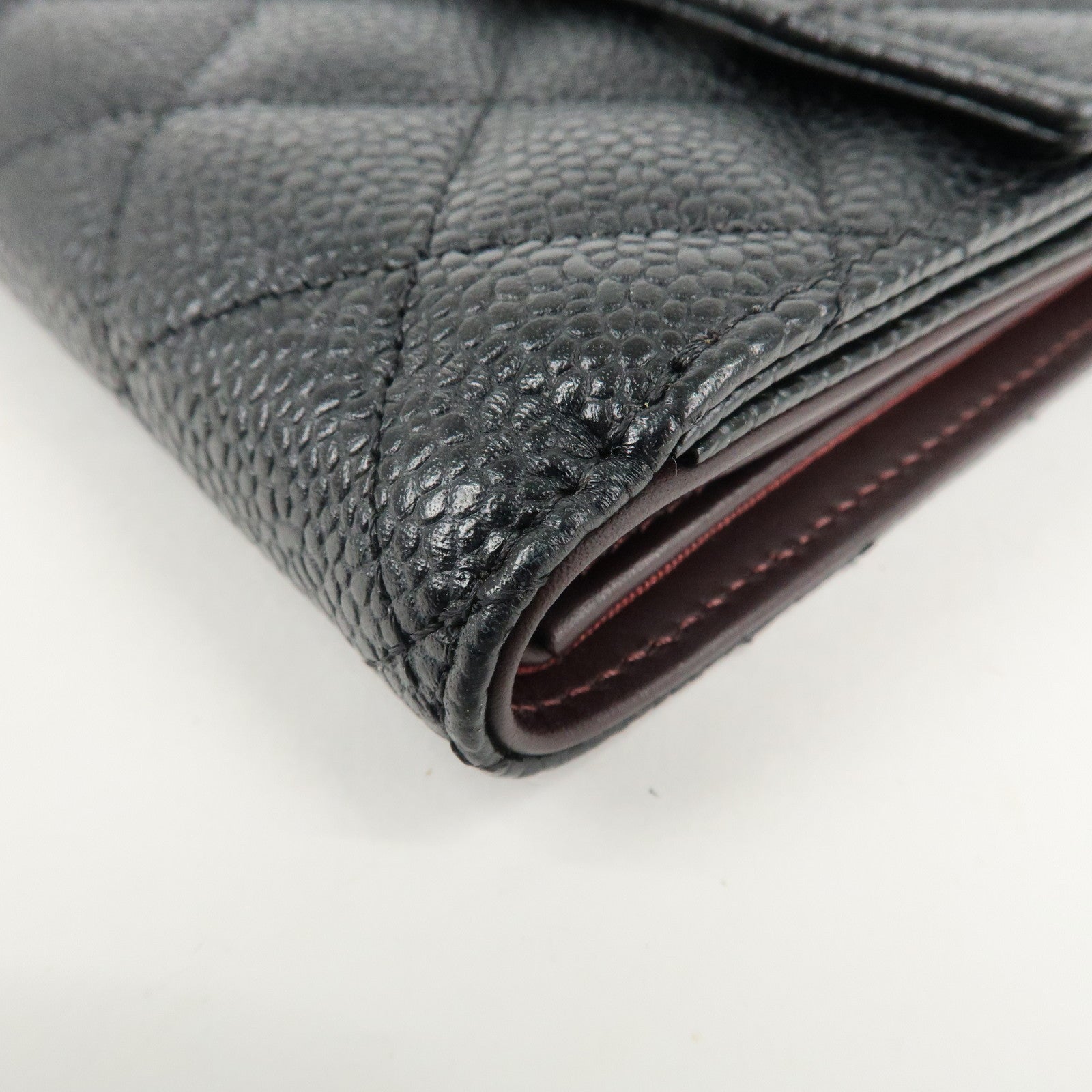 CHANEL Matelasse Cavier Skin W Hook Wallet Black A48980 Used