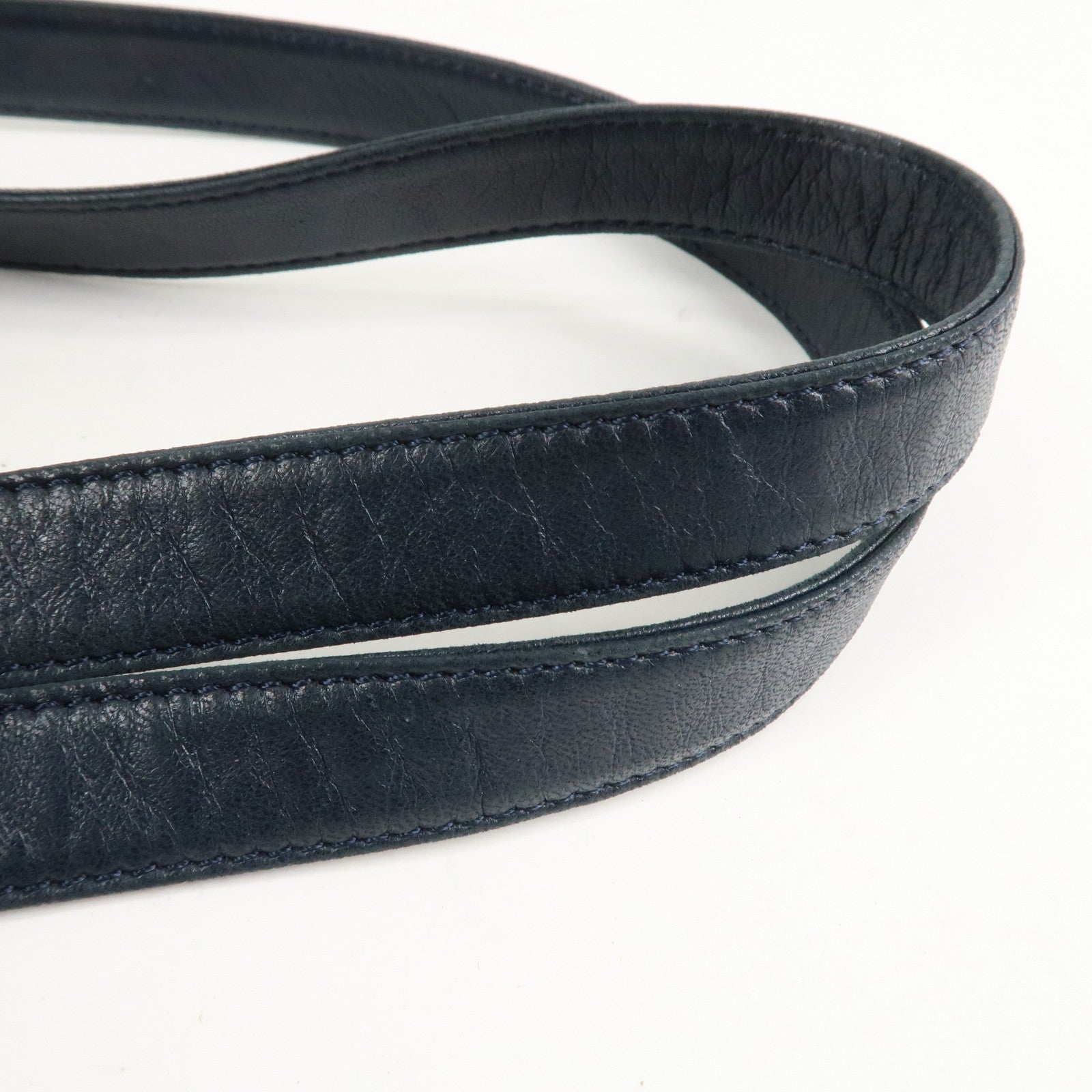 LOEWE Anagram Leather Shoulder Bag Navy Used