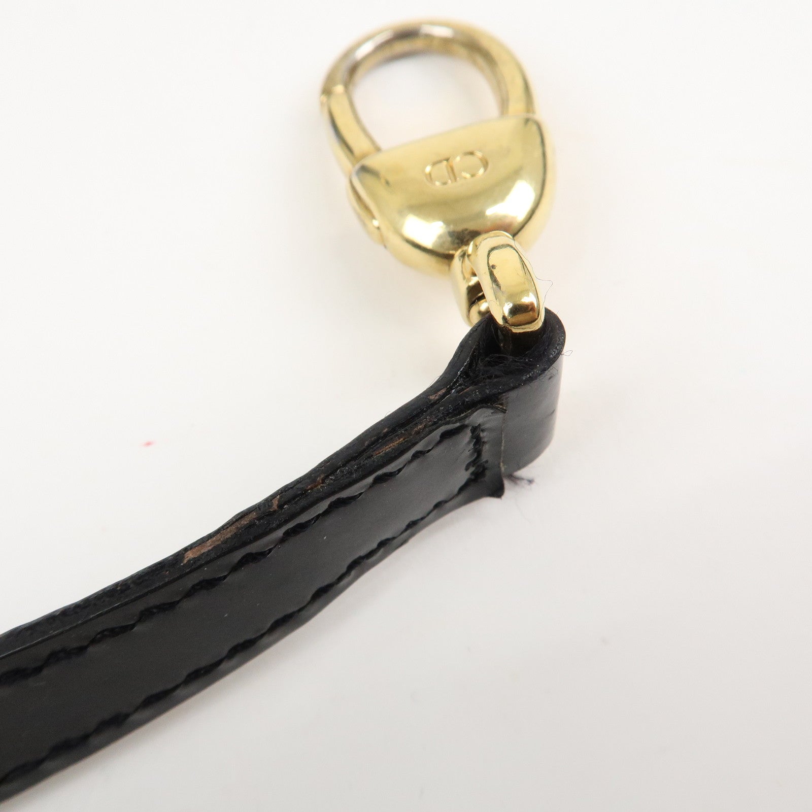 Christian Dior Maris Pearl Patent Leather Tote Bag Black Used