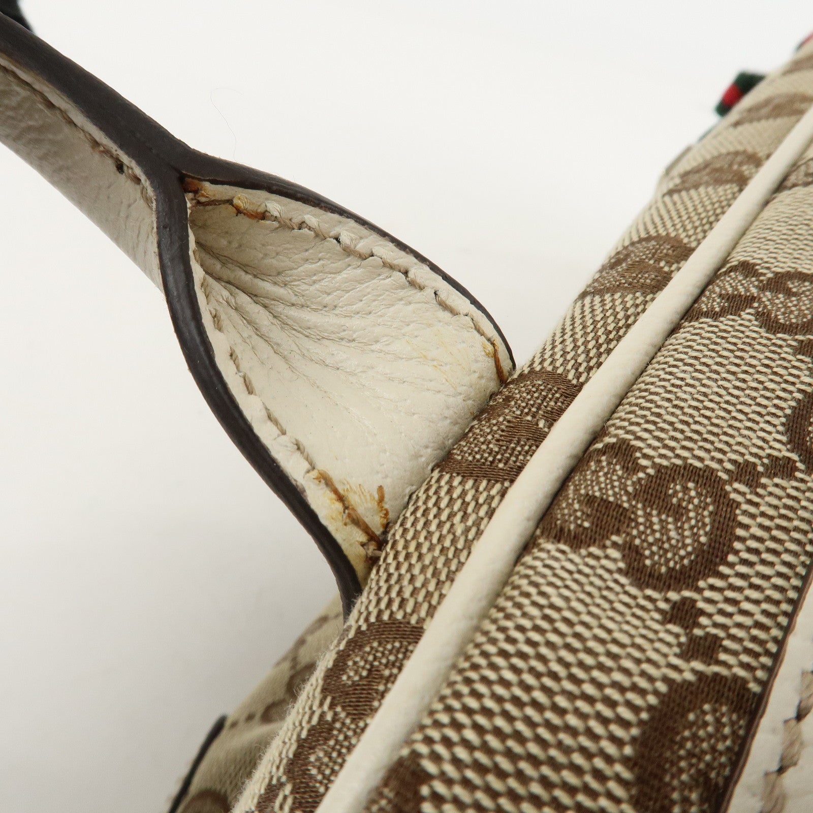 GUCCI Princy Sherry GG Canvas Leather Mini Boston Bag Beige 161720 Used