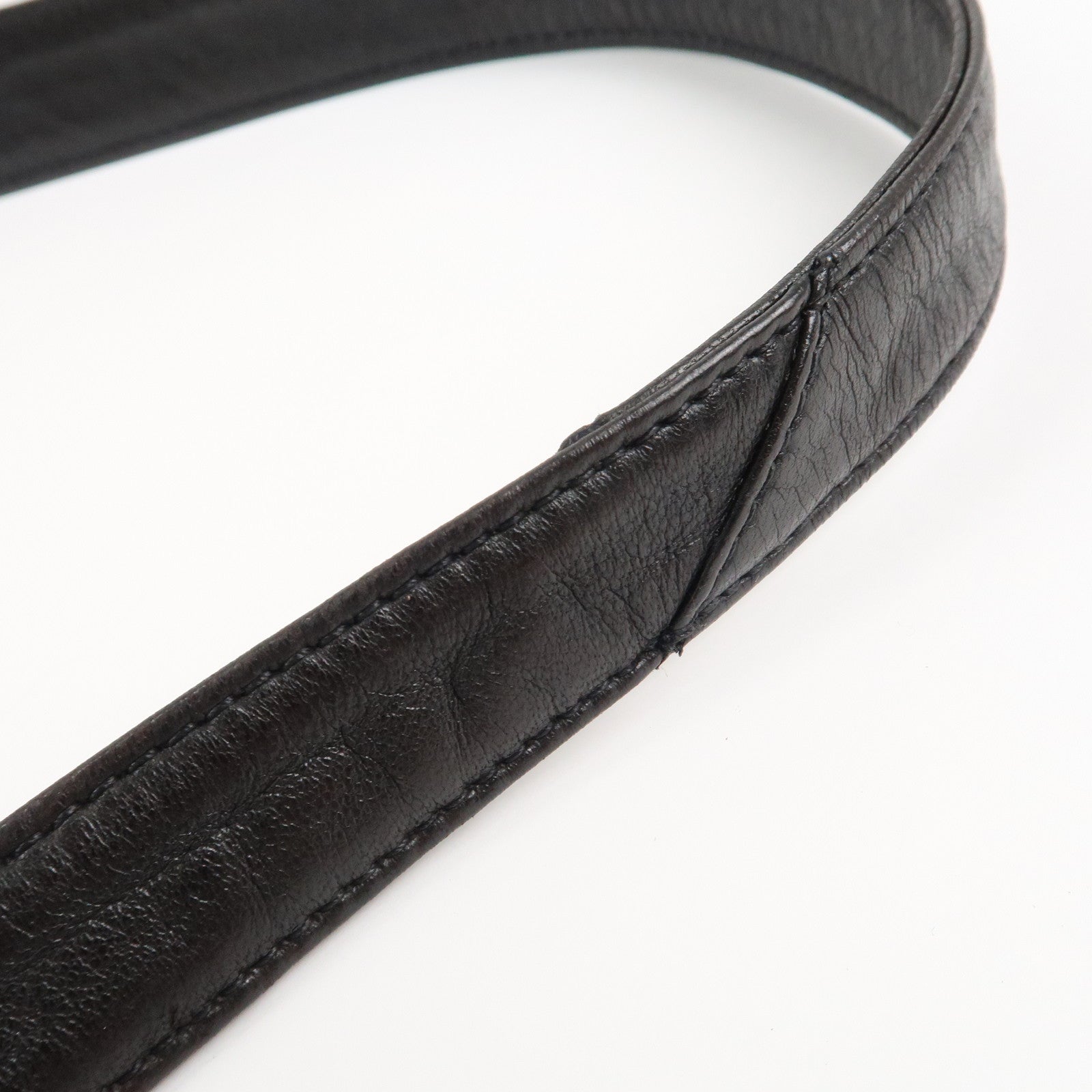 CHANEL COCO Mark Lamb Skin Stitch Shoulder Bag Black Gold Used