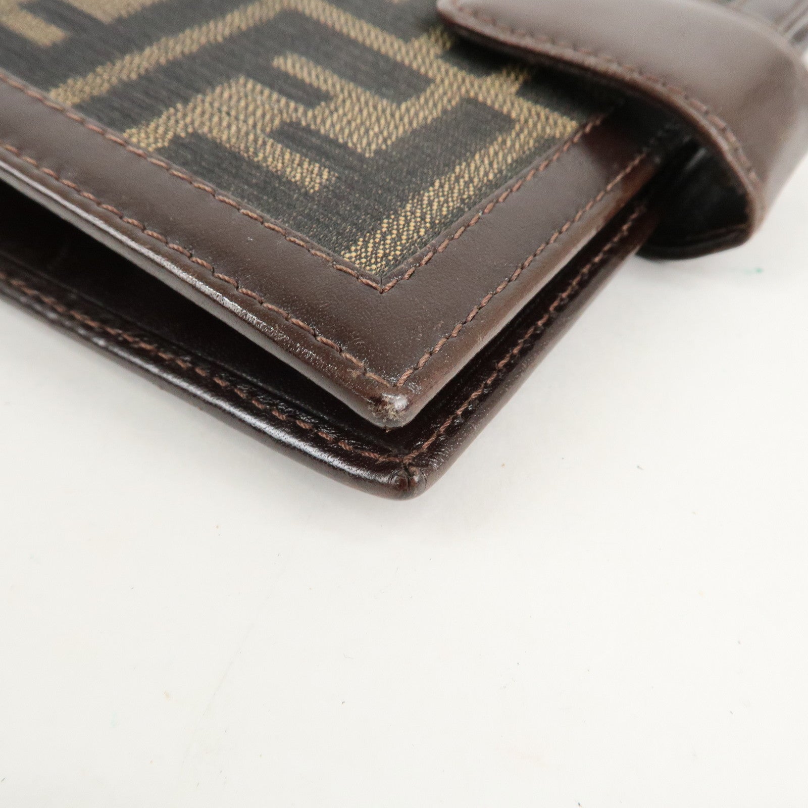 FENDI Zucca Canvas Leather Agenda Planner Cover Brown Used