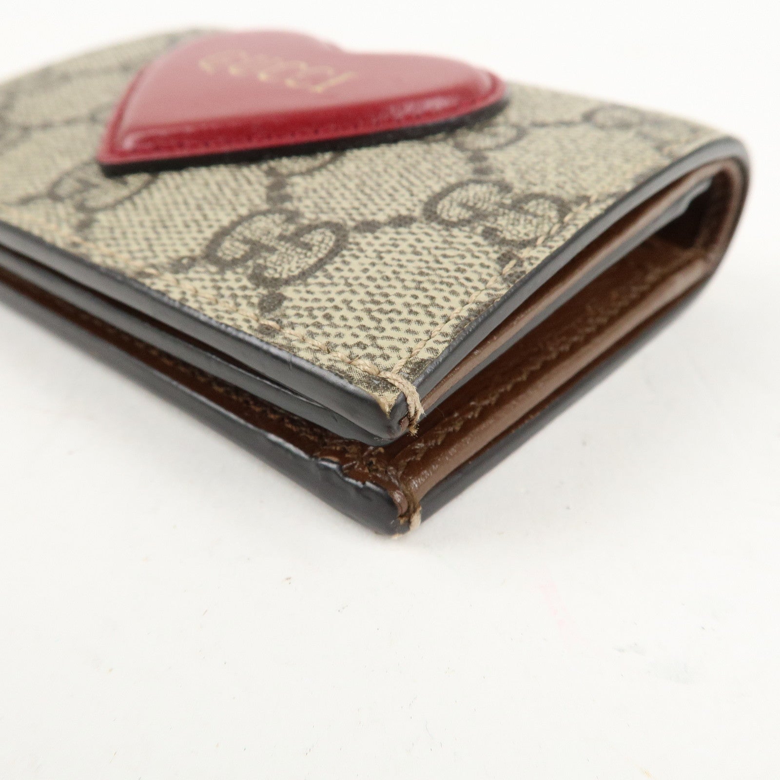 GUCCI GG Supreme Leather Heart Motif Bi-fold Wallet 648848 Used