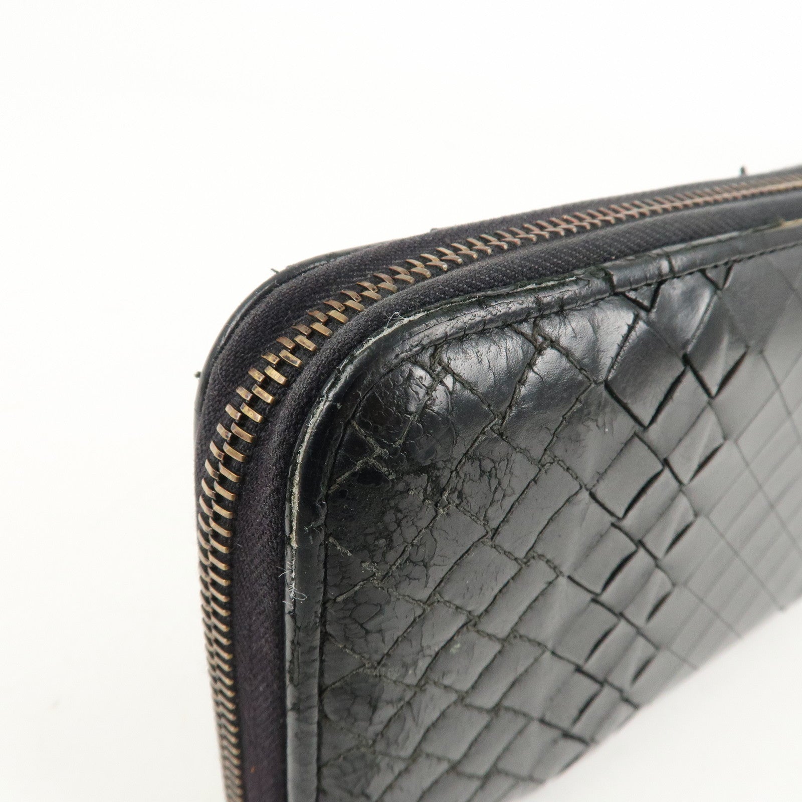 BOTTEGA VENETA Set of 2 Intrecciato Leather Zip Around Wallet Used