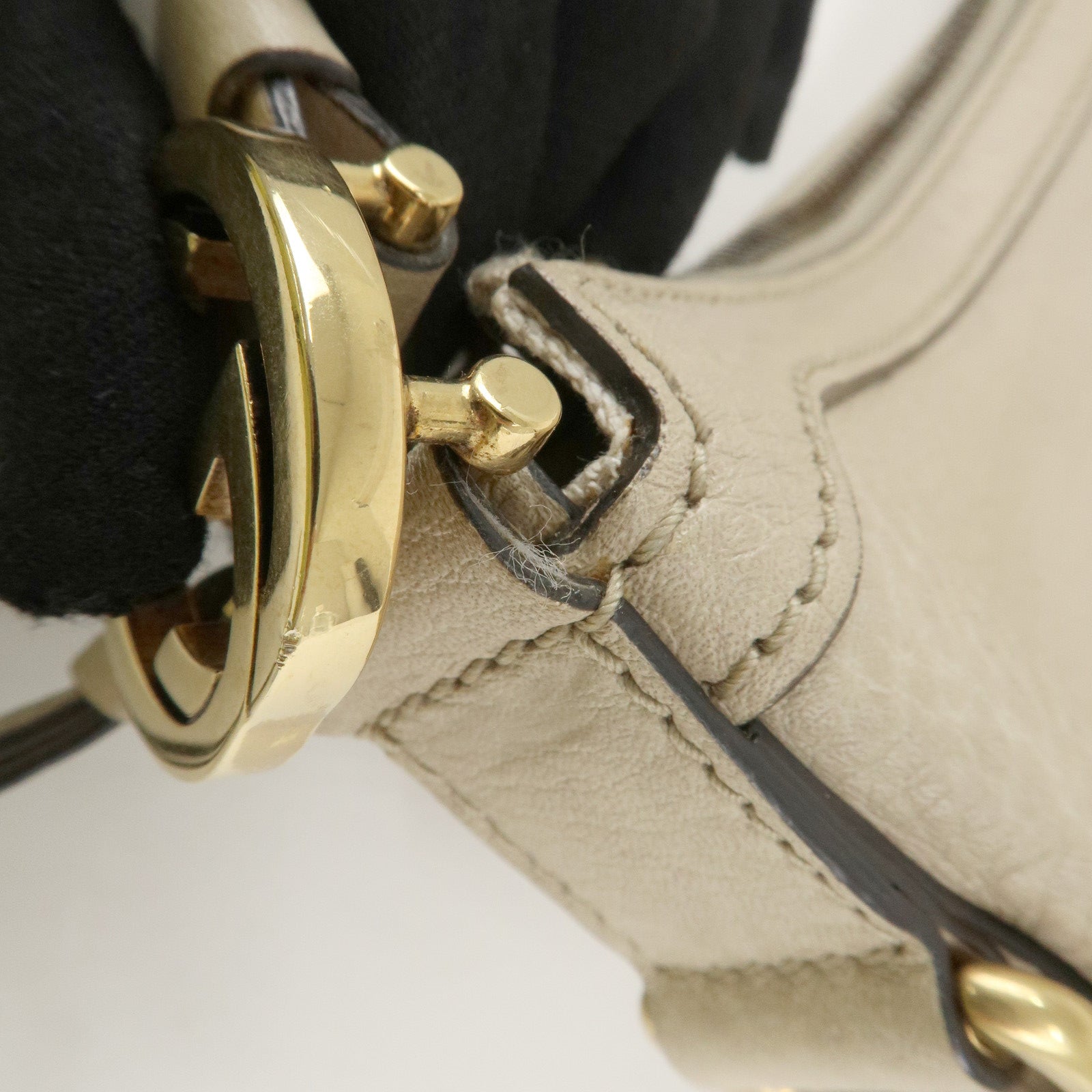 GUCCI Miss GG Leather Shoulder Bag Hand Bag Ivory 326514 Used