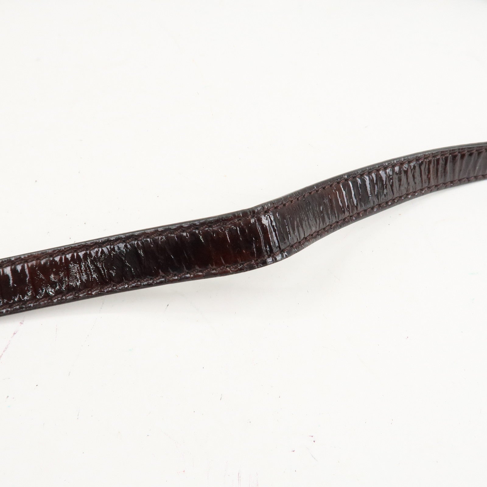 FENDI Zucca Canvas Patent Shoulder Bag Brown Black 8BT163 Used