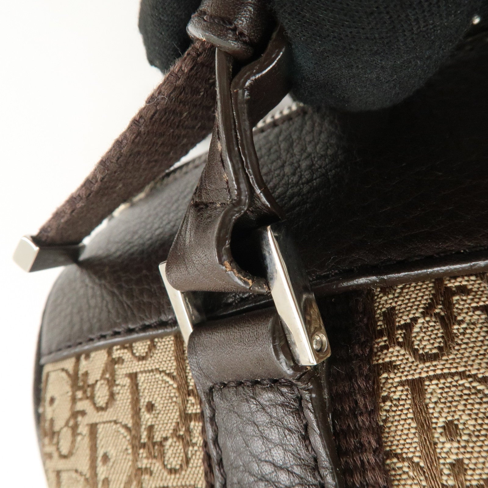 Christian Dior Trotter Canvas Leather Mini Boston Bag Beige Used