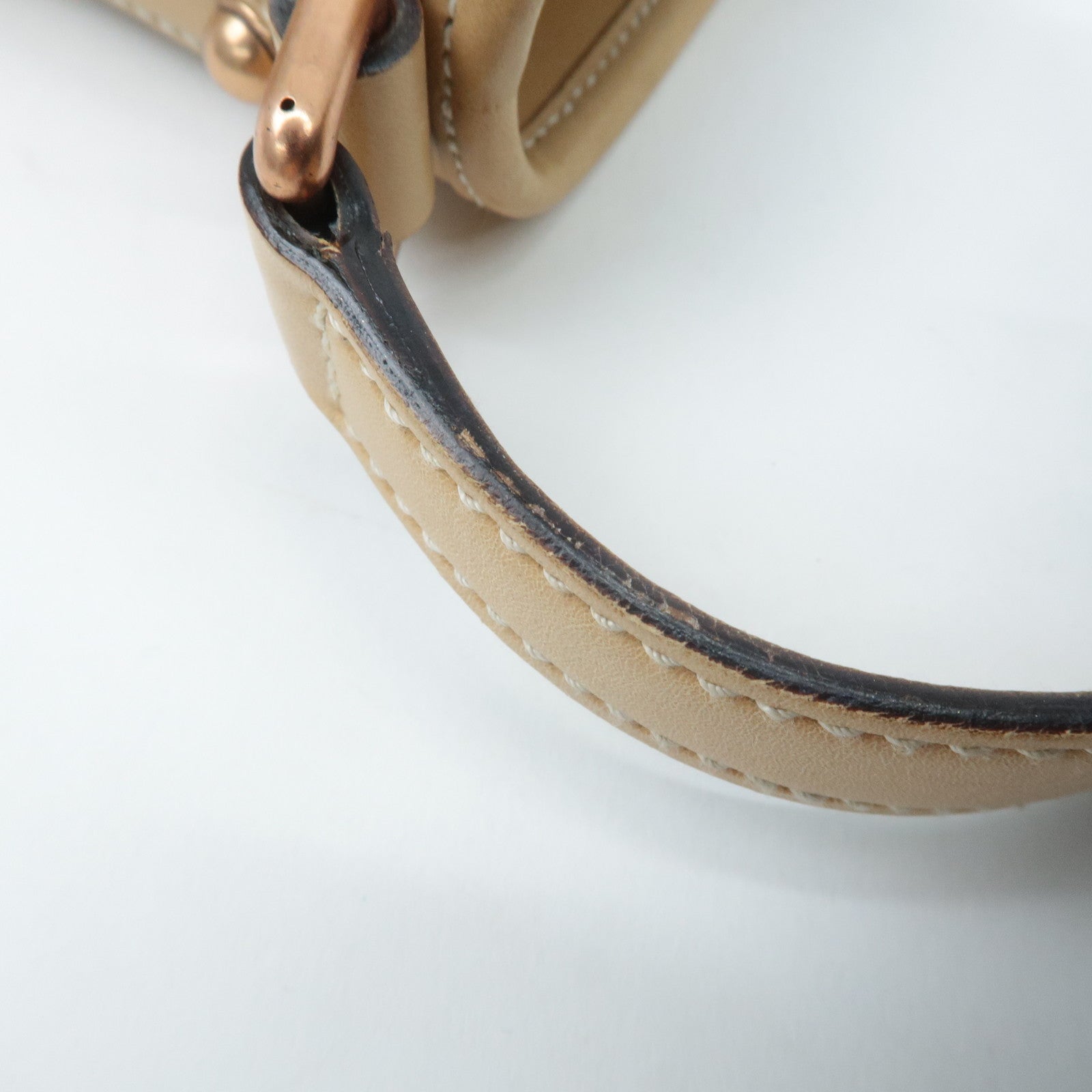 GUCCI Interlocking G Leather Shoulder Bag Beige 114877 Used